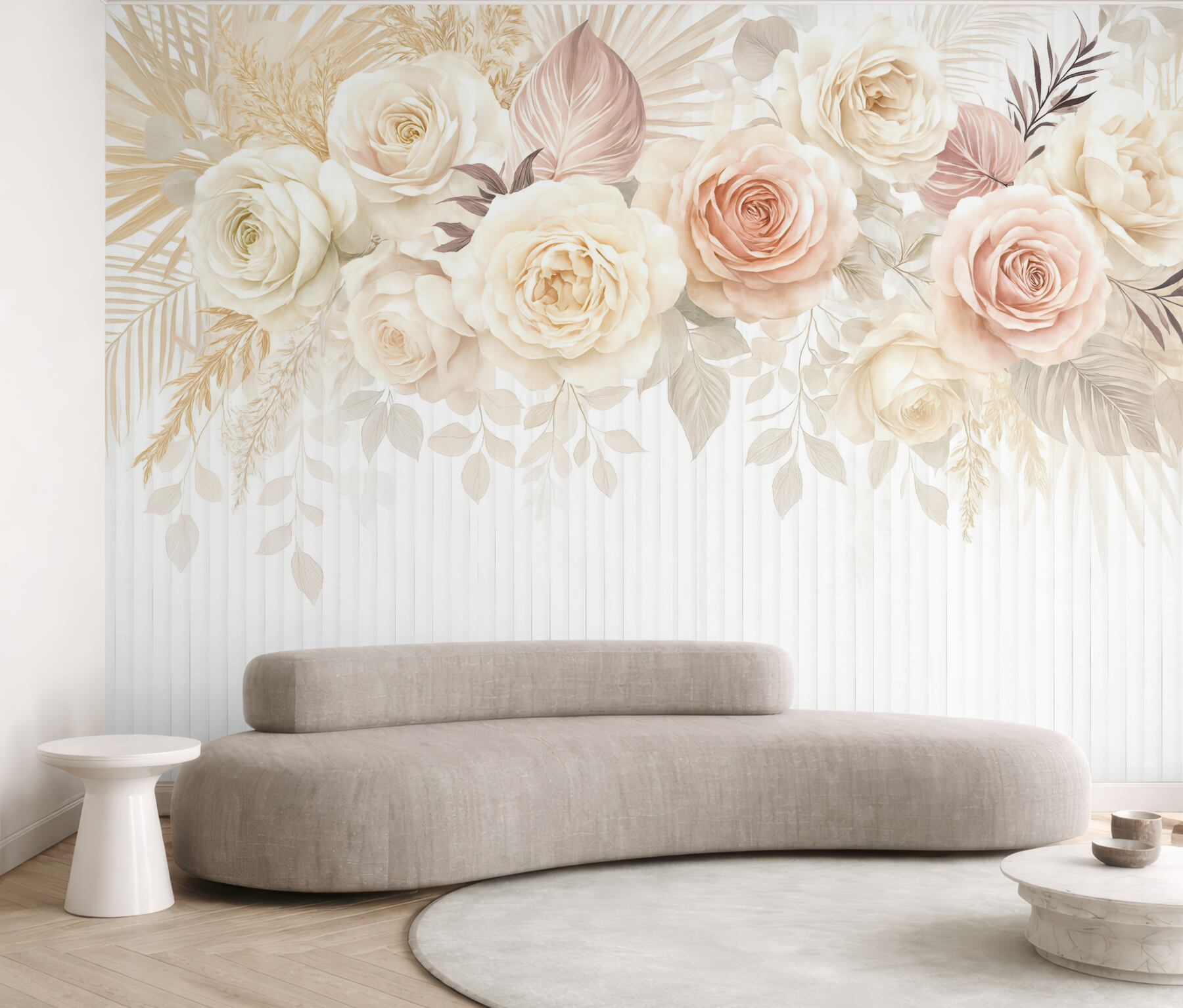 Fototapeta pudrowe róże w eleganckiej kompozycji