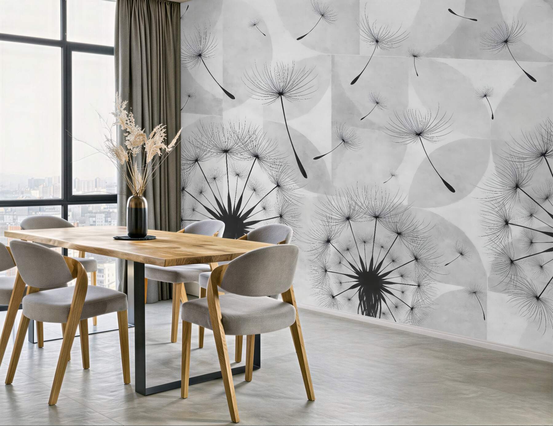Fototapeta delikatne dmuchawce w minimalistycznym stylu