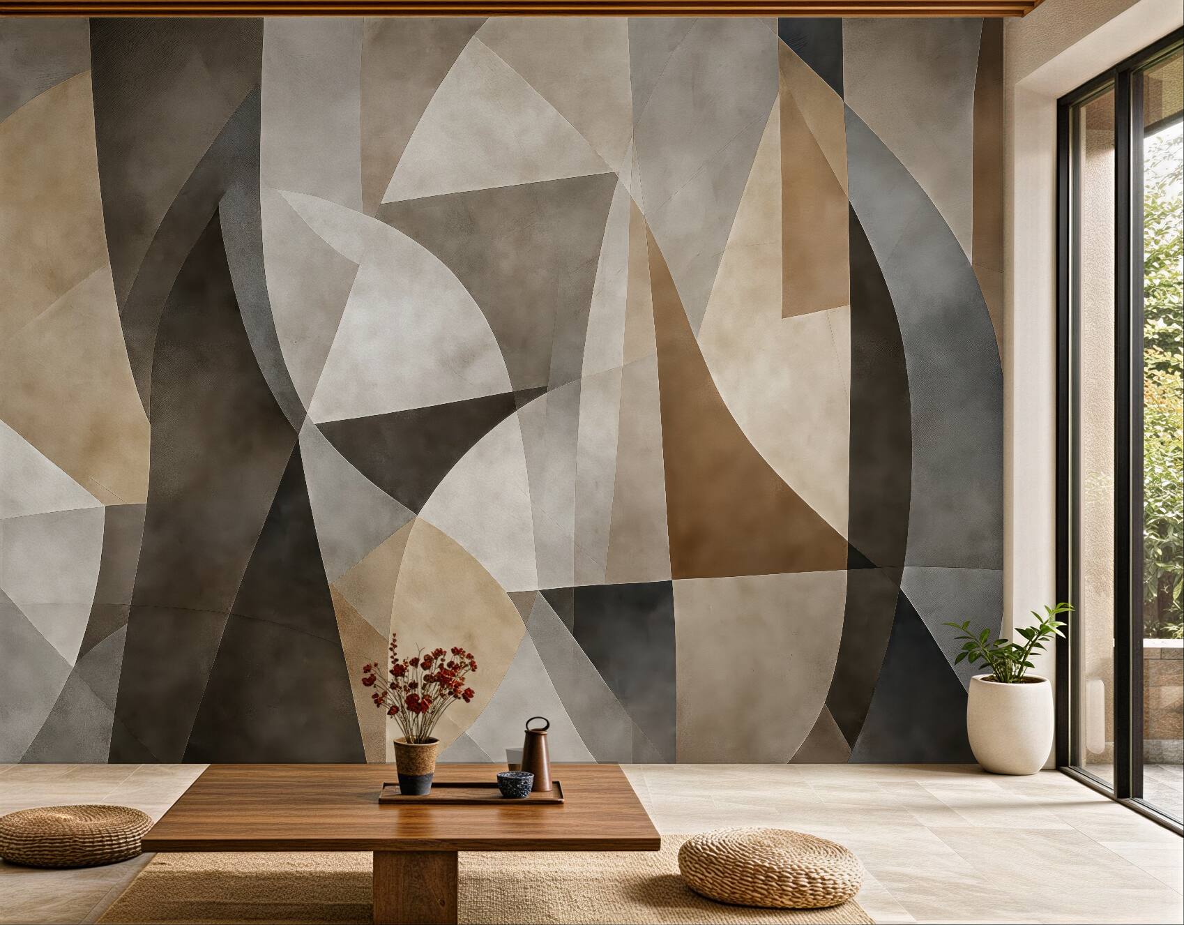 Fototapeta geometryczna abstrakcja w ciepłych beżach