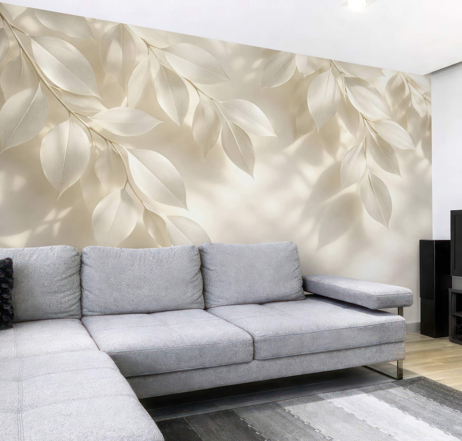 Fototapeta kremowe liście w subtelnym świetle