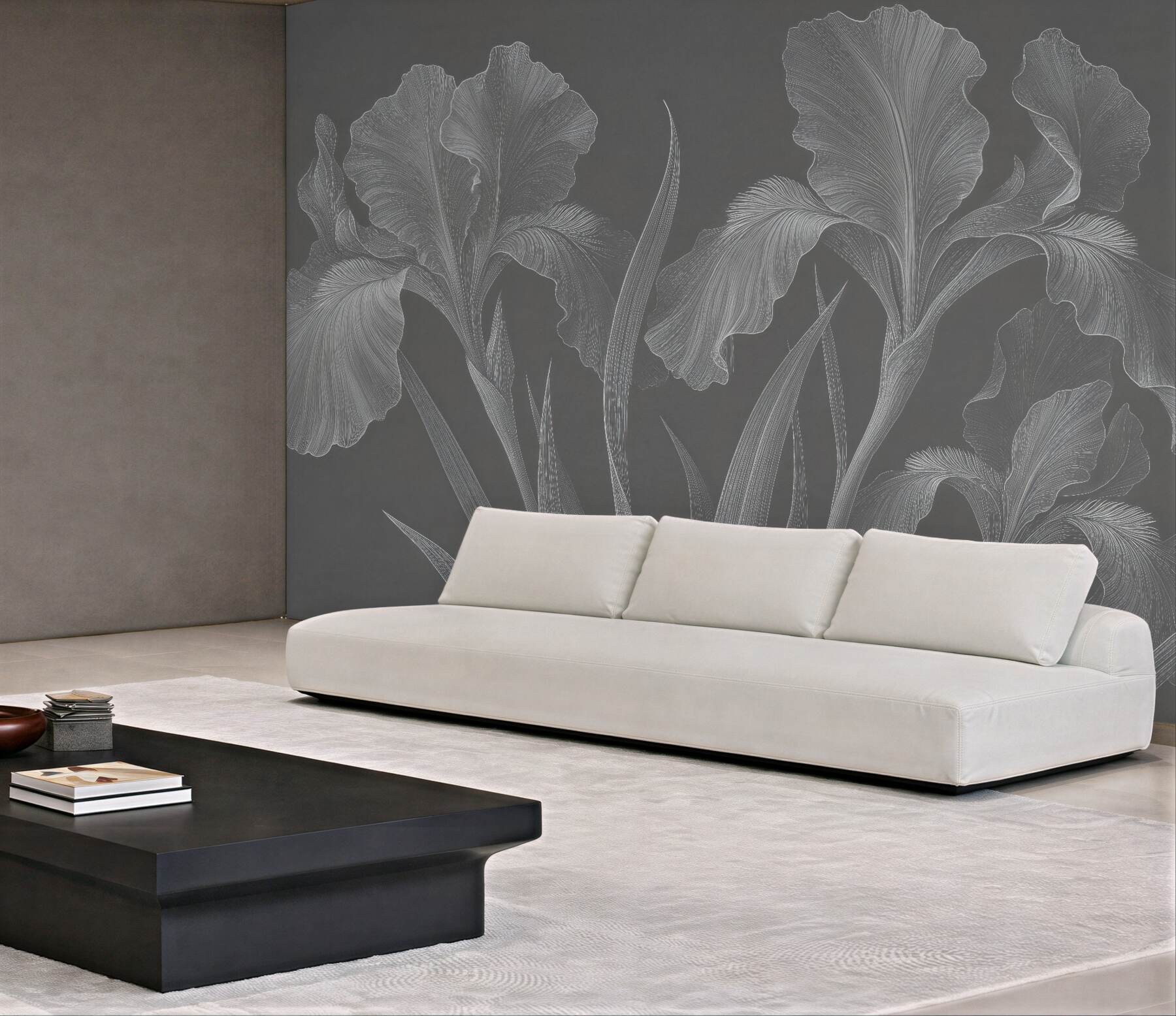 Fototapeta eleganckie irysy na grafitowym tle