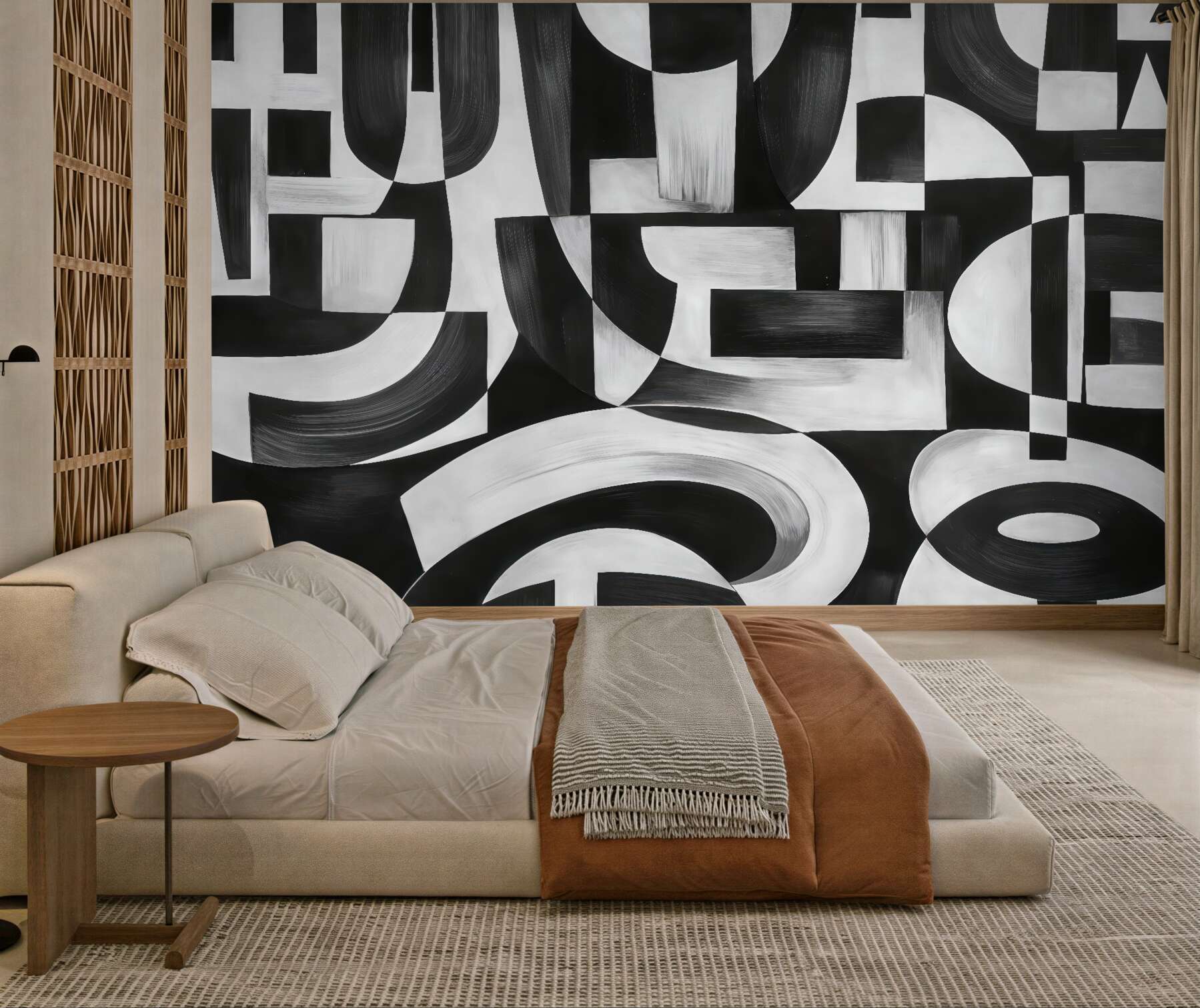Fototapeta czarno-biała geometryczna abstrakcja nowoczesna