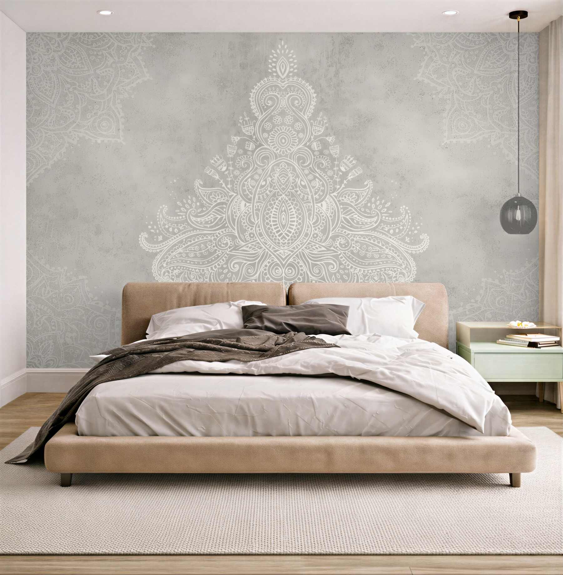 Fototapeta orientalna mandala w jasnym beżu