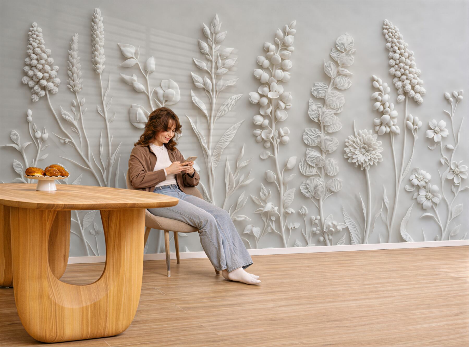 Fototapeta botaniczny relief białych polnych kwiatów