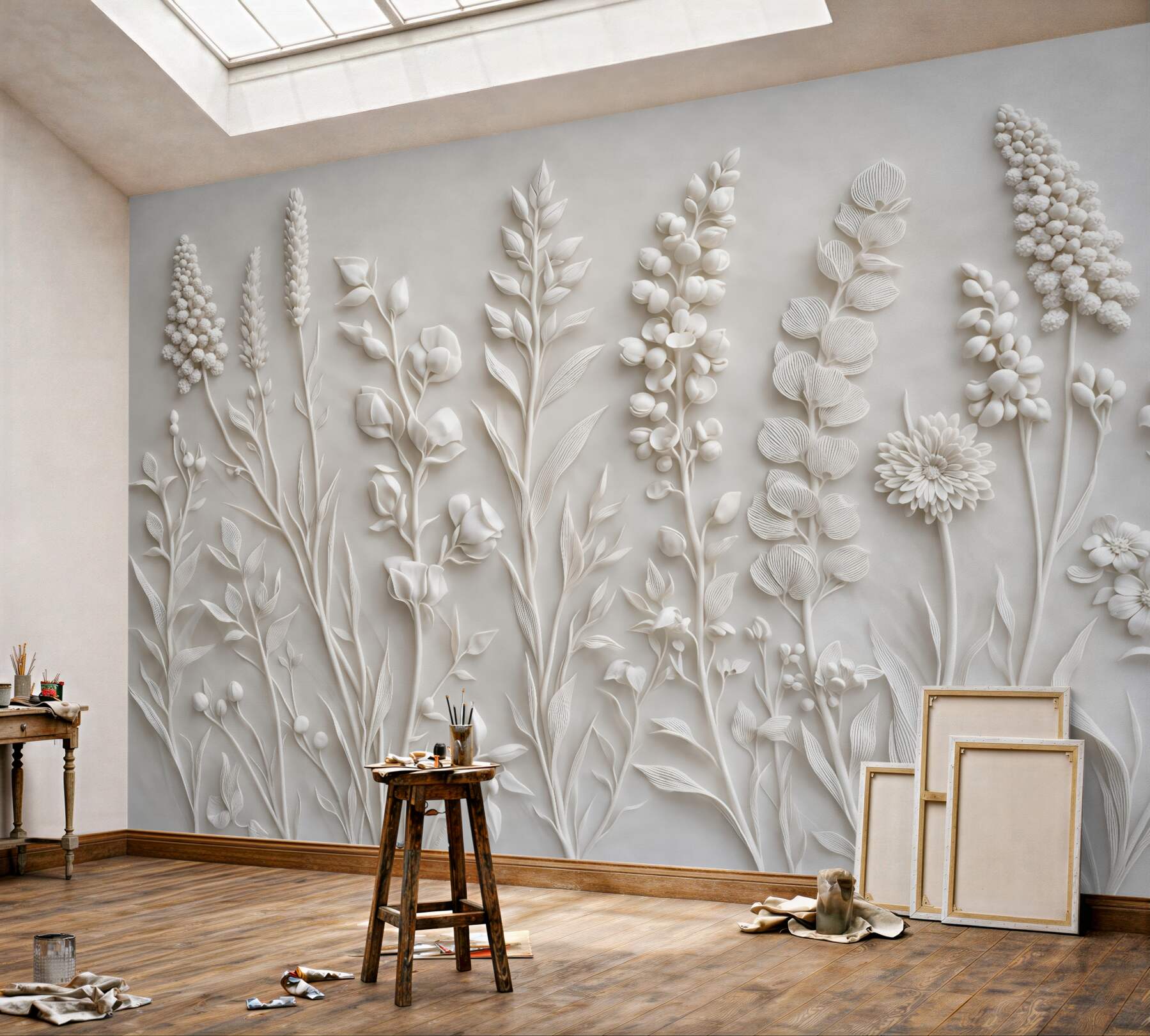 Fototapeta botaniczny relief białych polnych kwiatów