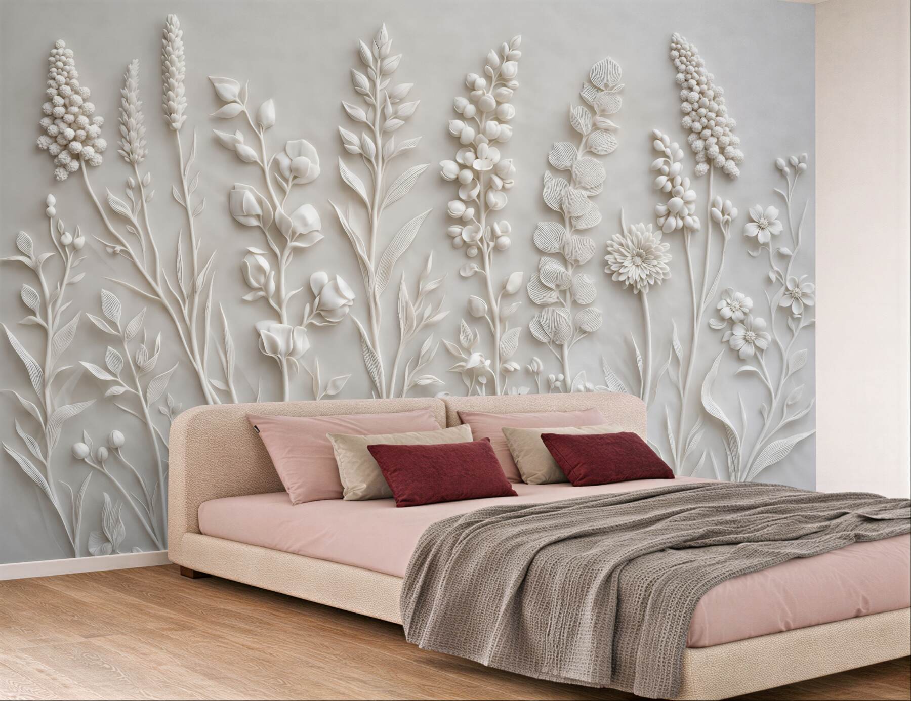 Fototapeta botaniczny relief białych polnych kwiatów