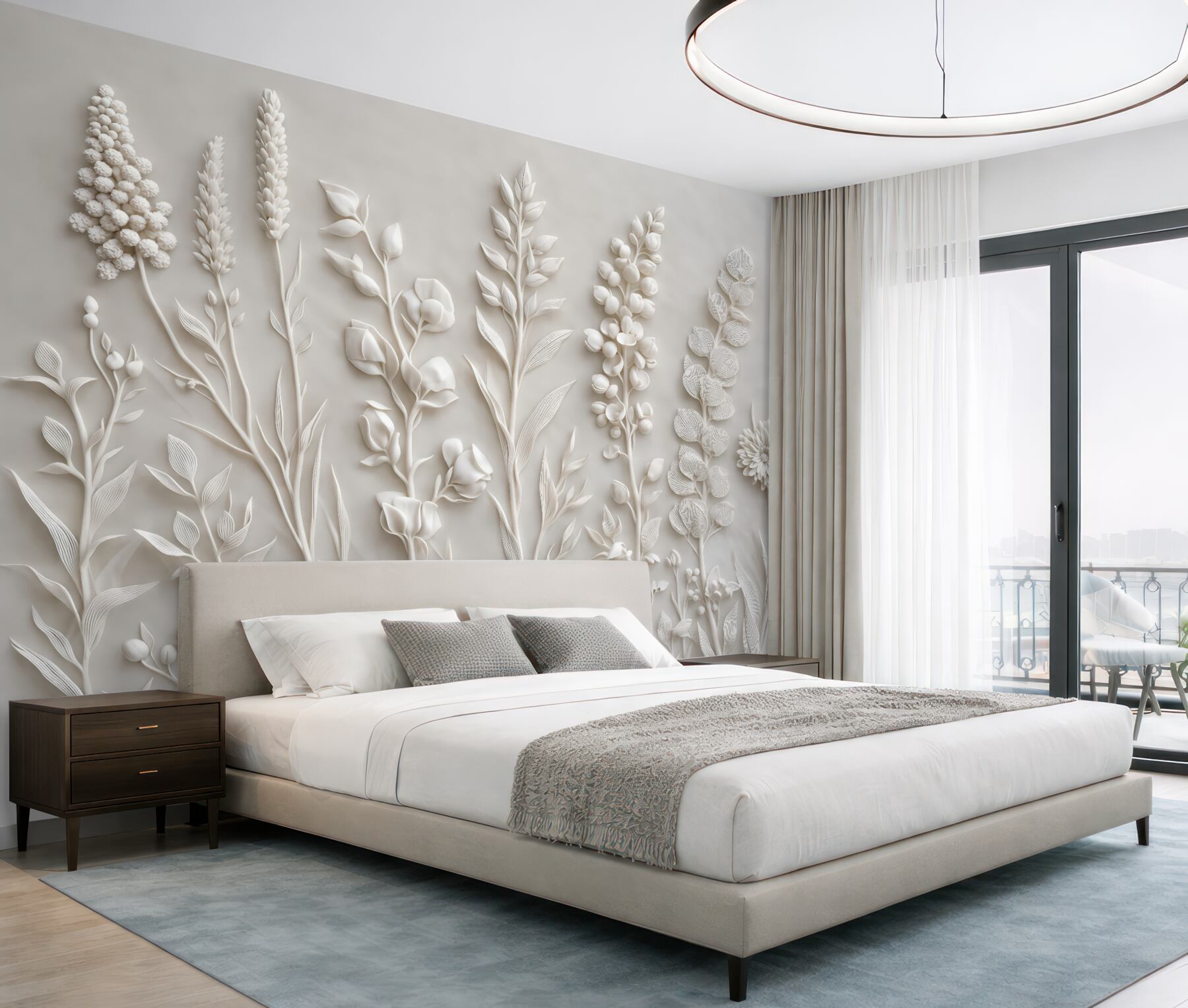 Fototapeta botaniczny relief białych polnych kwiatów
