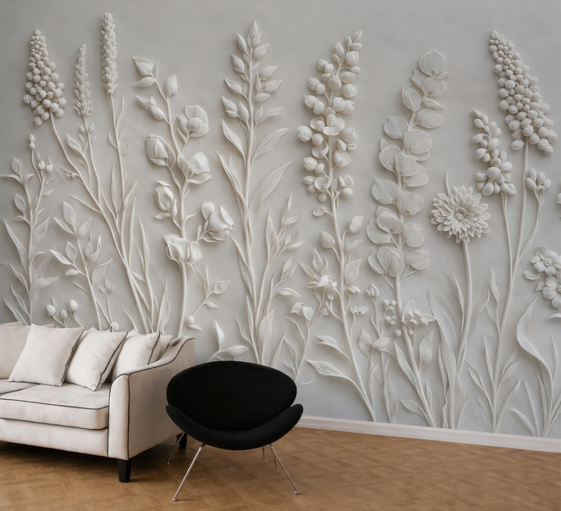 Fototapeta botaniczny relief białych polnych kwiatów