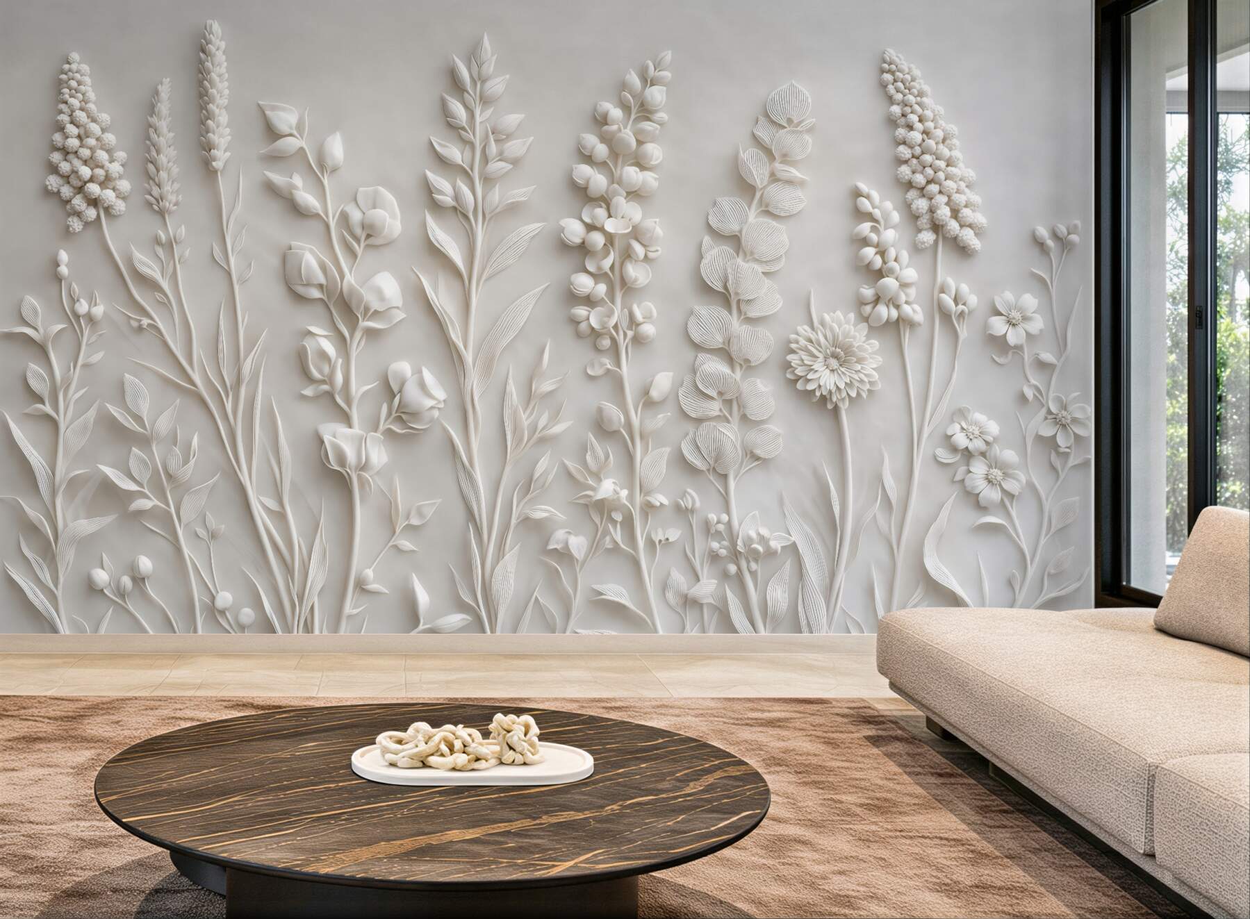Fototapeta botaniczny relief białych polnych kwiatów