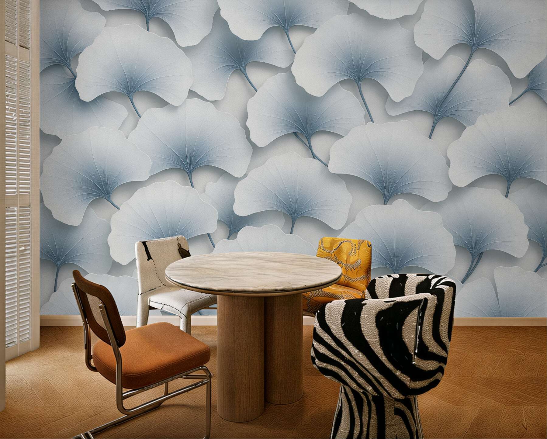 Fototapeta błękitne liście ginkgo w elegancji