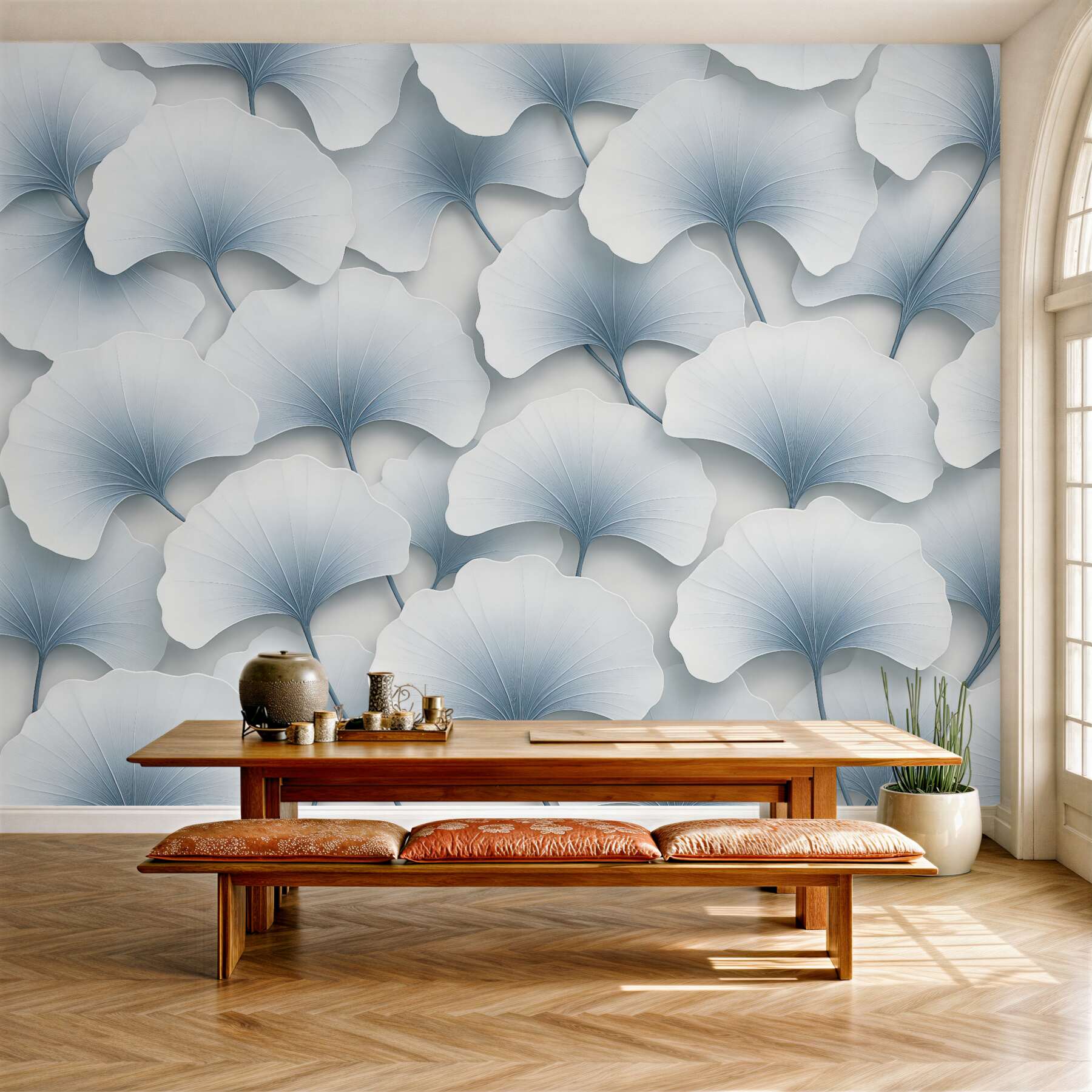 Fototapeta błękitne liście ginkgo w elegancji
