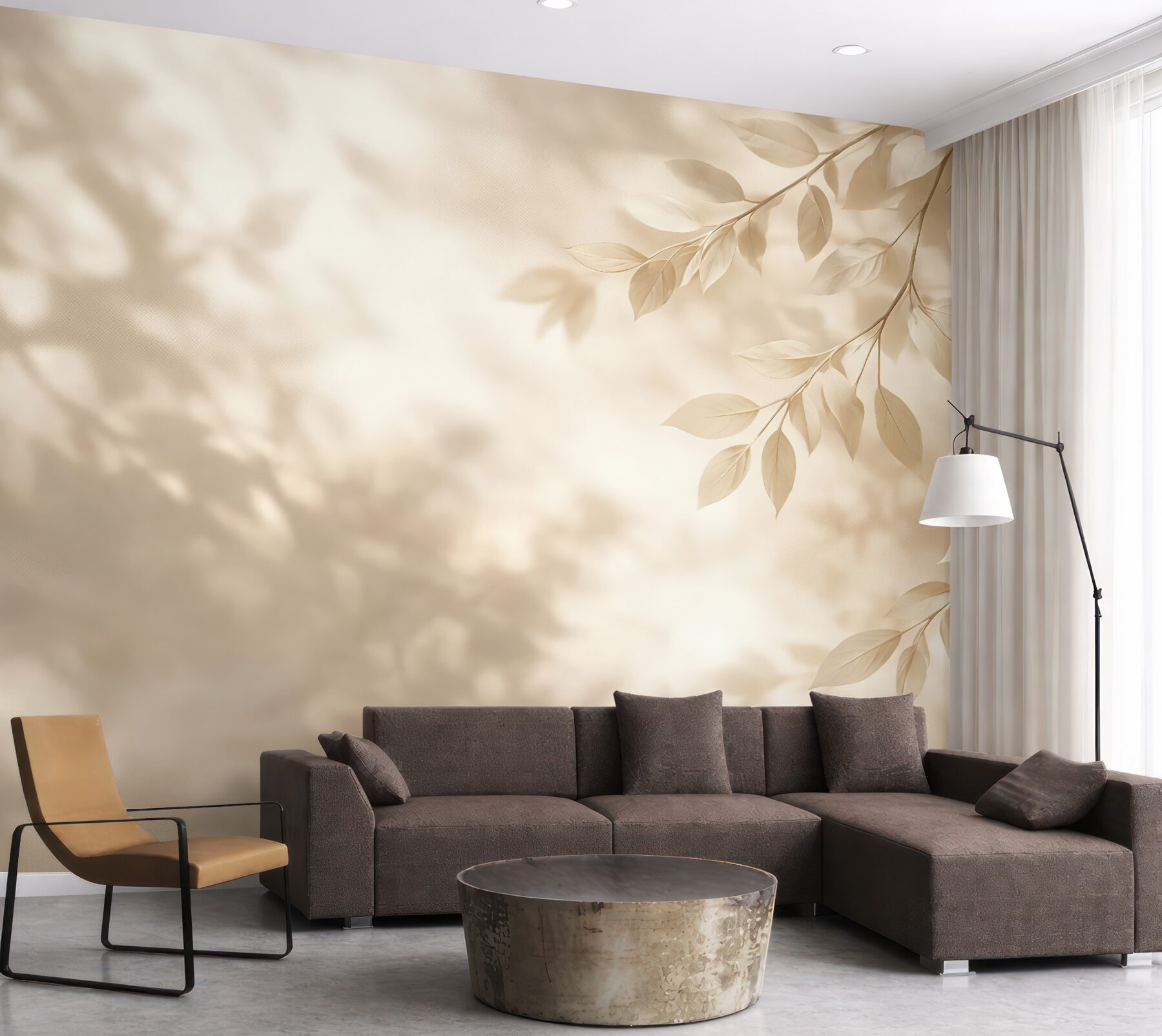 Fototapeta beżowe liście w miękkim świetle