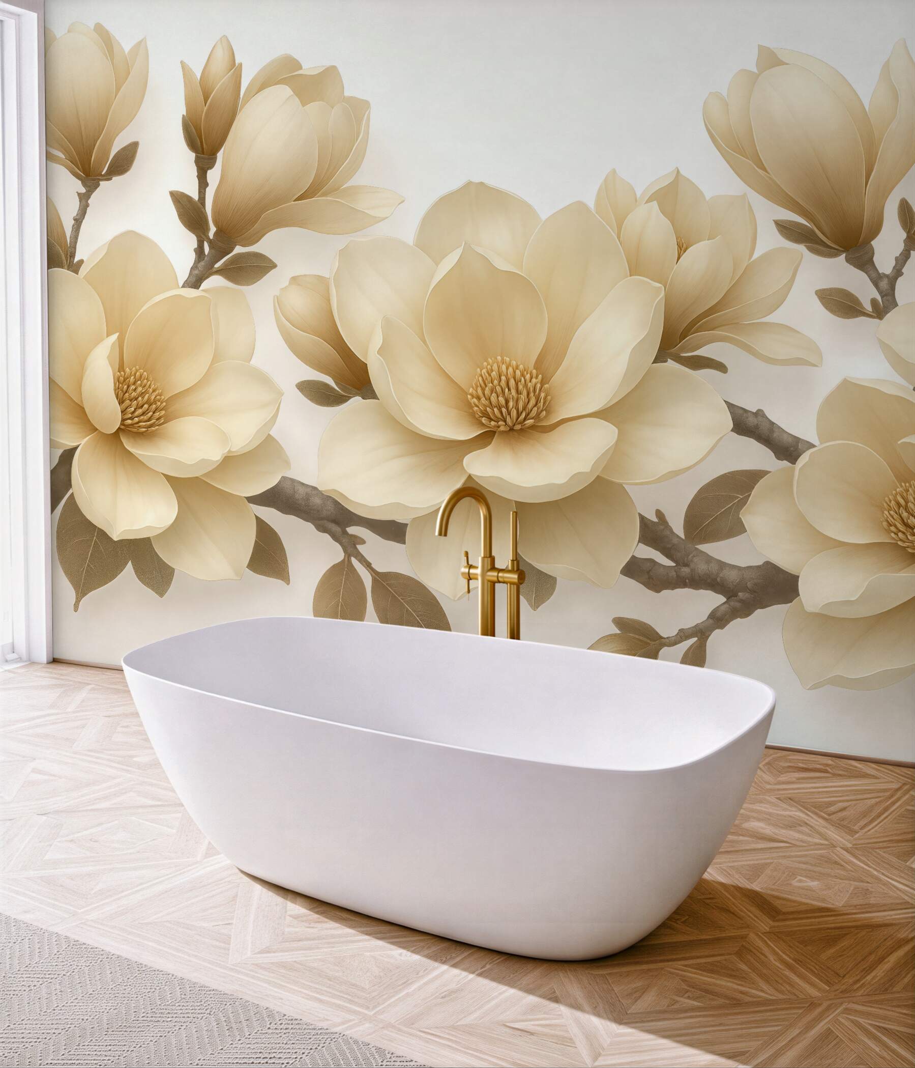 Fototapeta kremowe magnolie w eleganckim rozkwicie