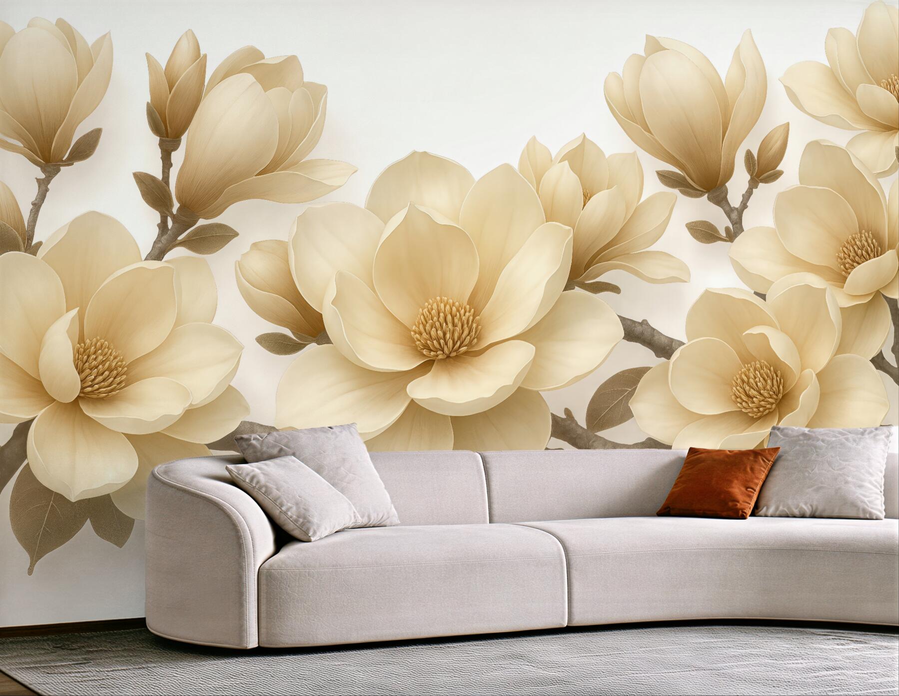 Fototapeta kremowe magnolie w eleganckim rozkwicie