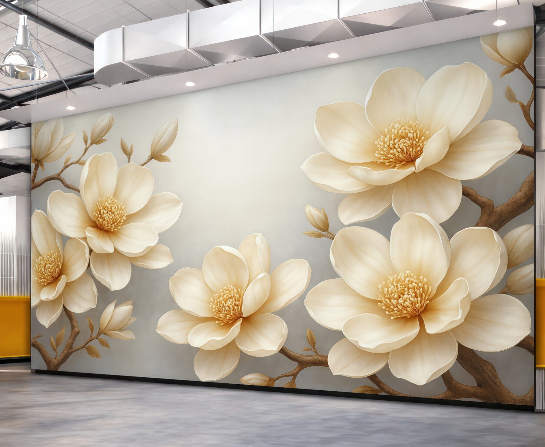 Fototapeta kremowe magnolie na szarym tle