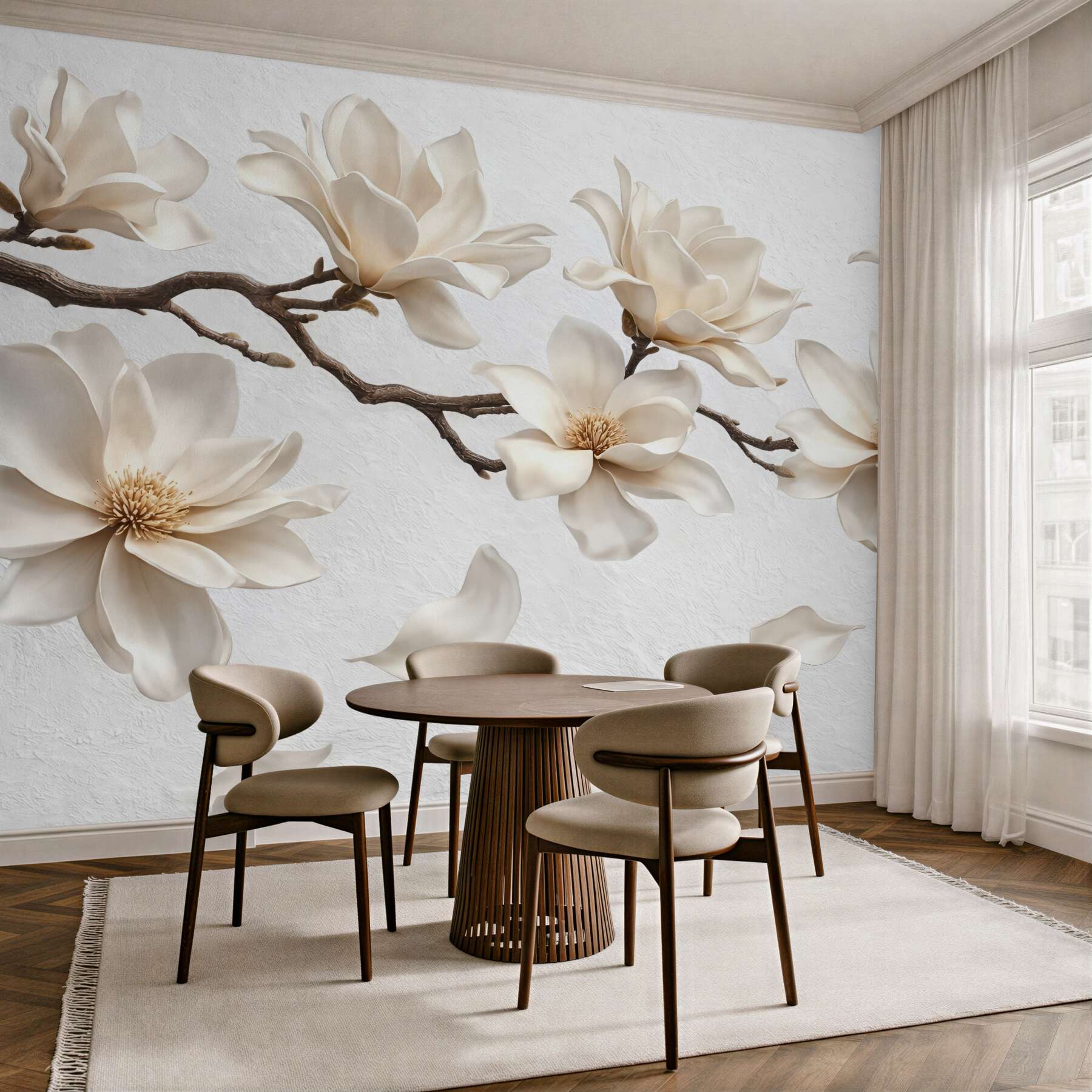 Fototapeta białe magnolie z delikatnymi płatkami