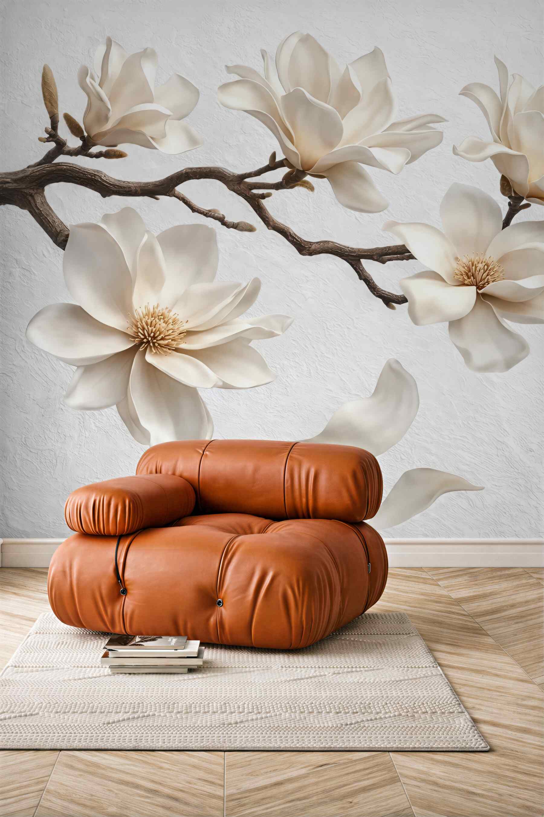 Fototapeta białe magnolie z delikatnymi płatkami