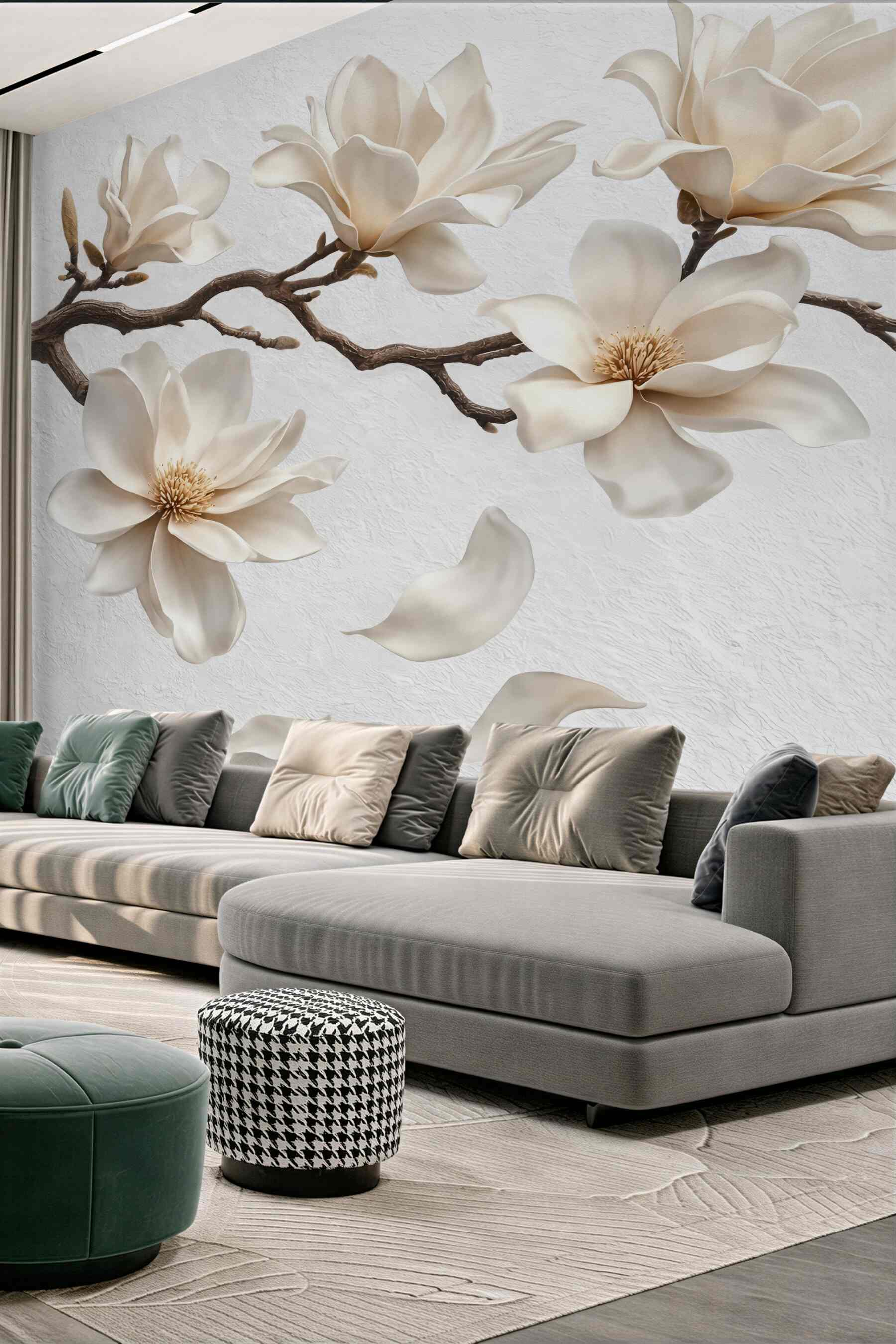 Fototapeta białe magnolie z delikatnymi płatkami