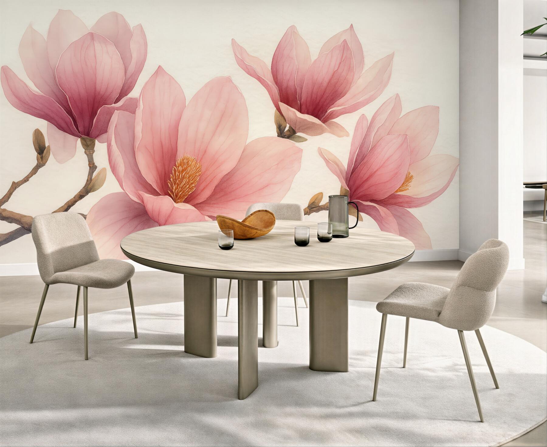 Fototapeta pudrowe magnolie w subtelnym rozkwicie