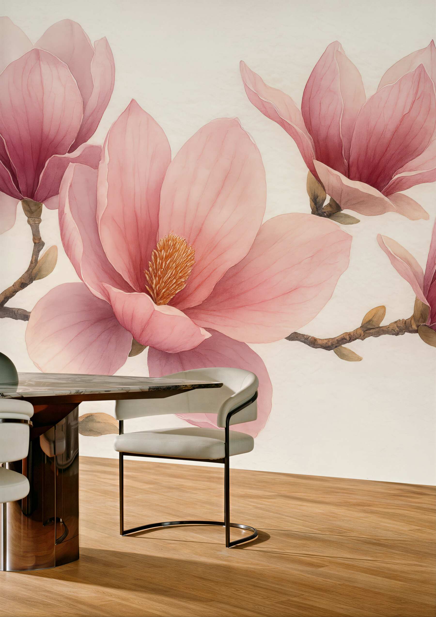 Fototapeta pudrowe magnolie w subtelnym rozkwicie