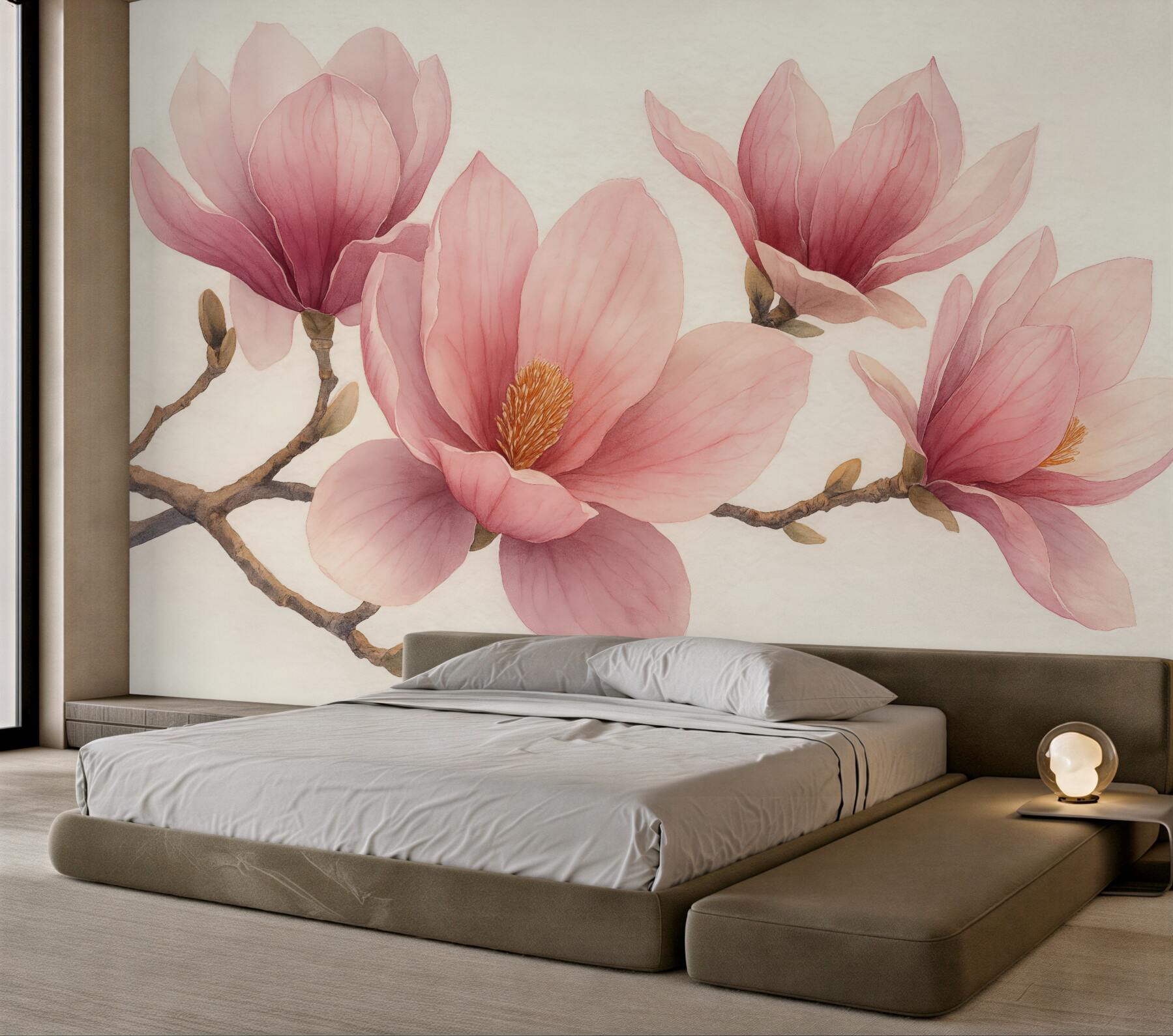 Fototapeta pudrowe magnolie w subtelnym rozkwicie