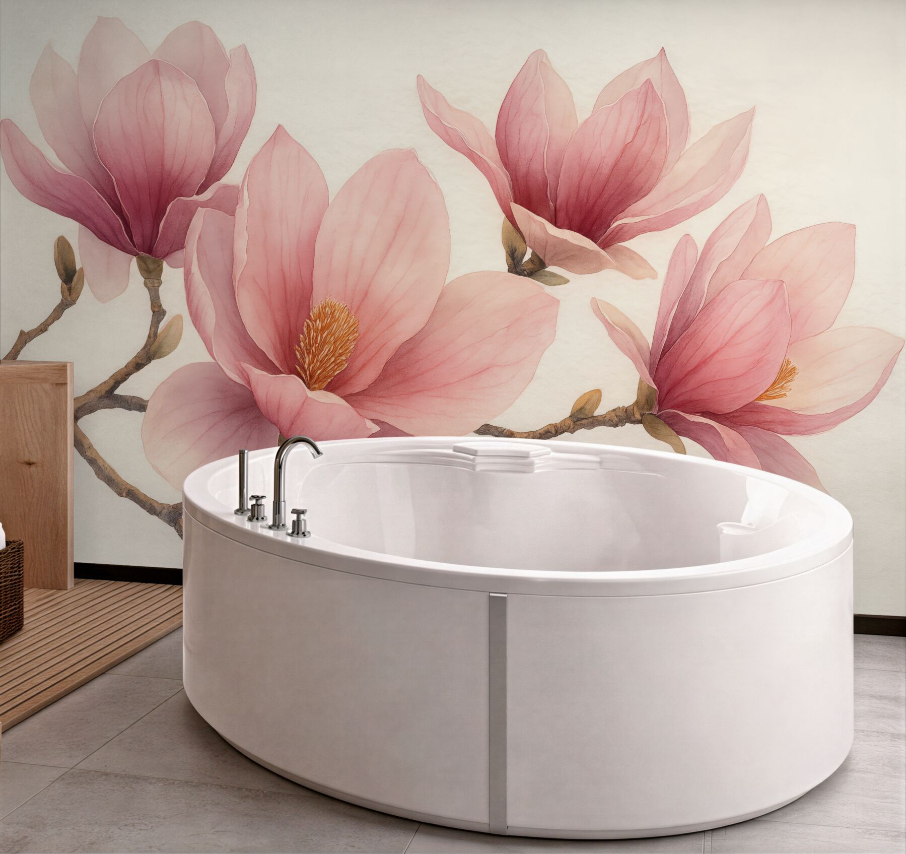 Fototapeta pudrowe magnolie w subtelnym rozkwicie