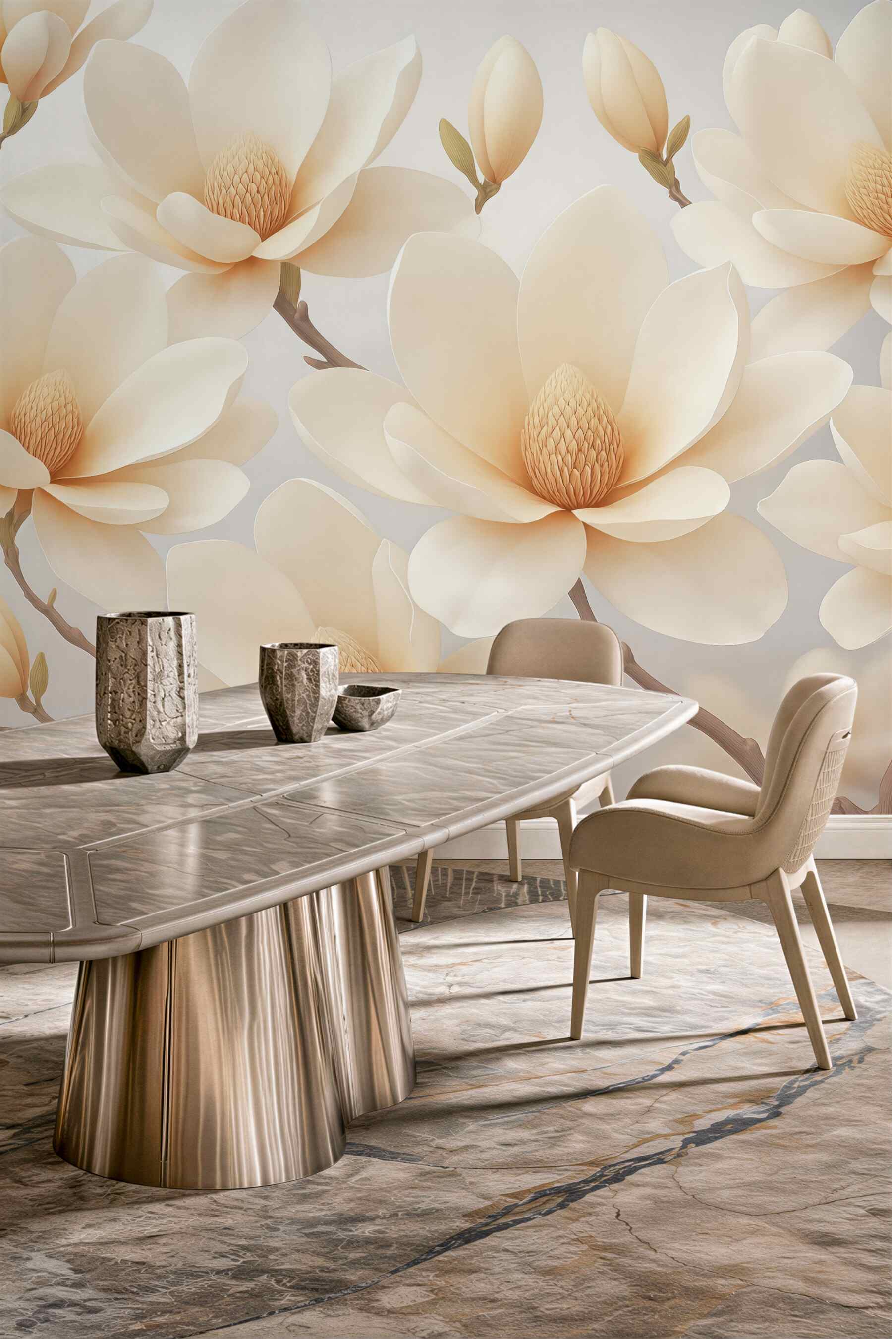 Fototapeta kremowe magnolie w subtelnej elegancji