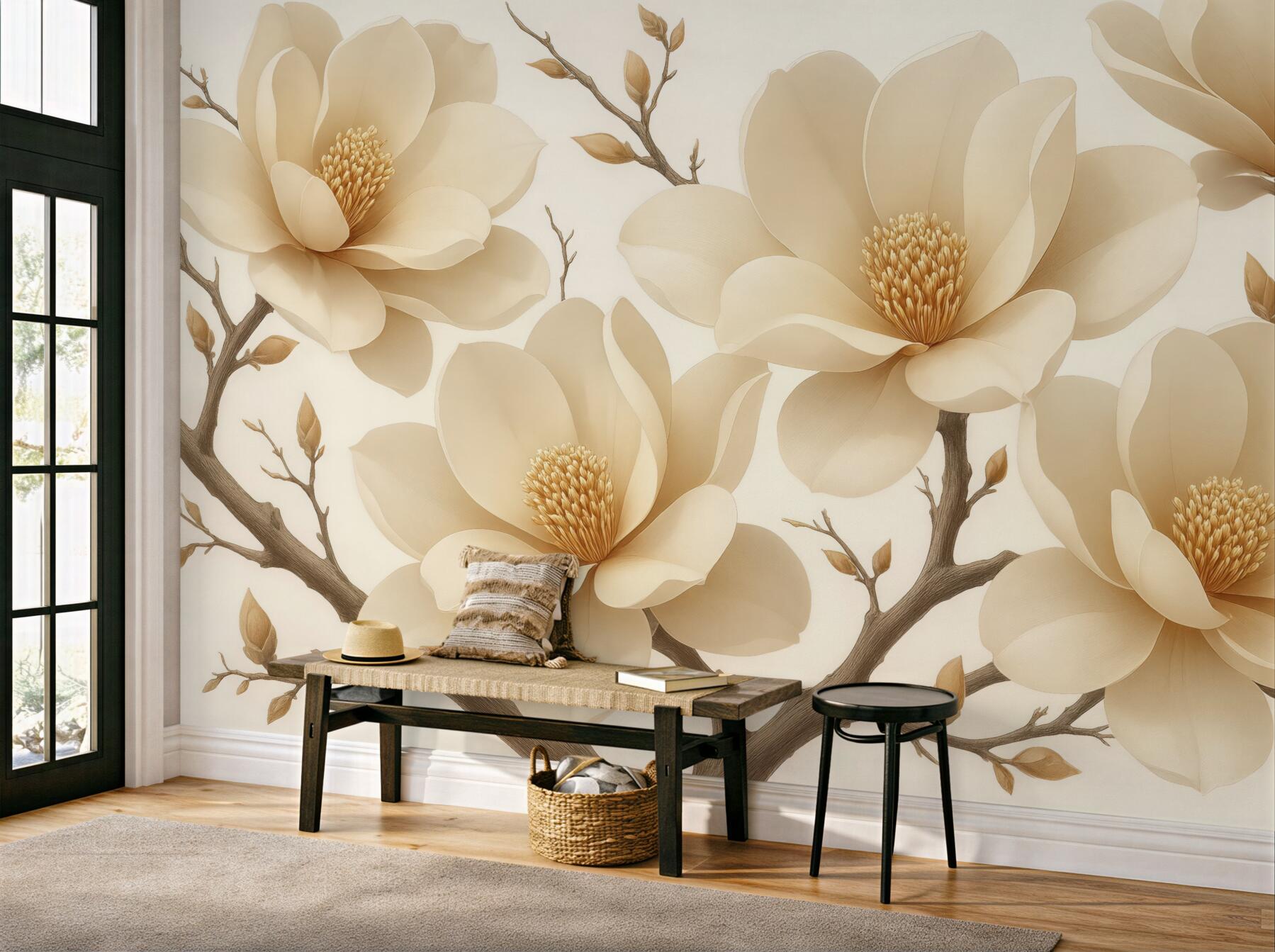 Fototapeta kremowe magnolie w subtelnej elegancji