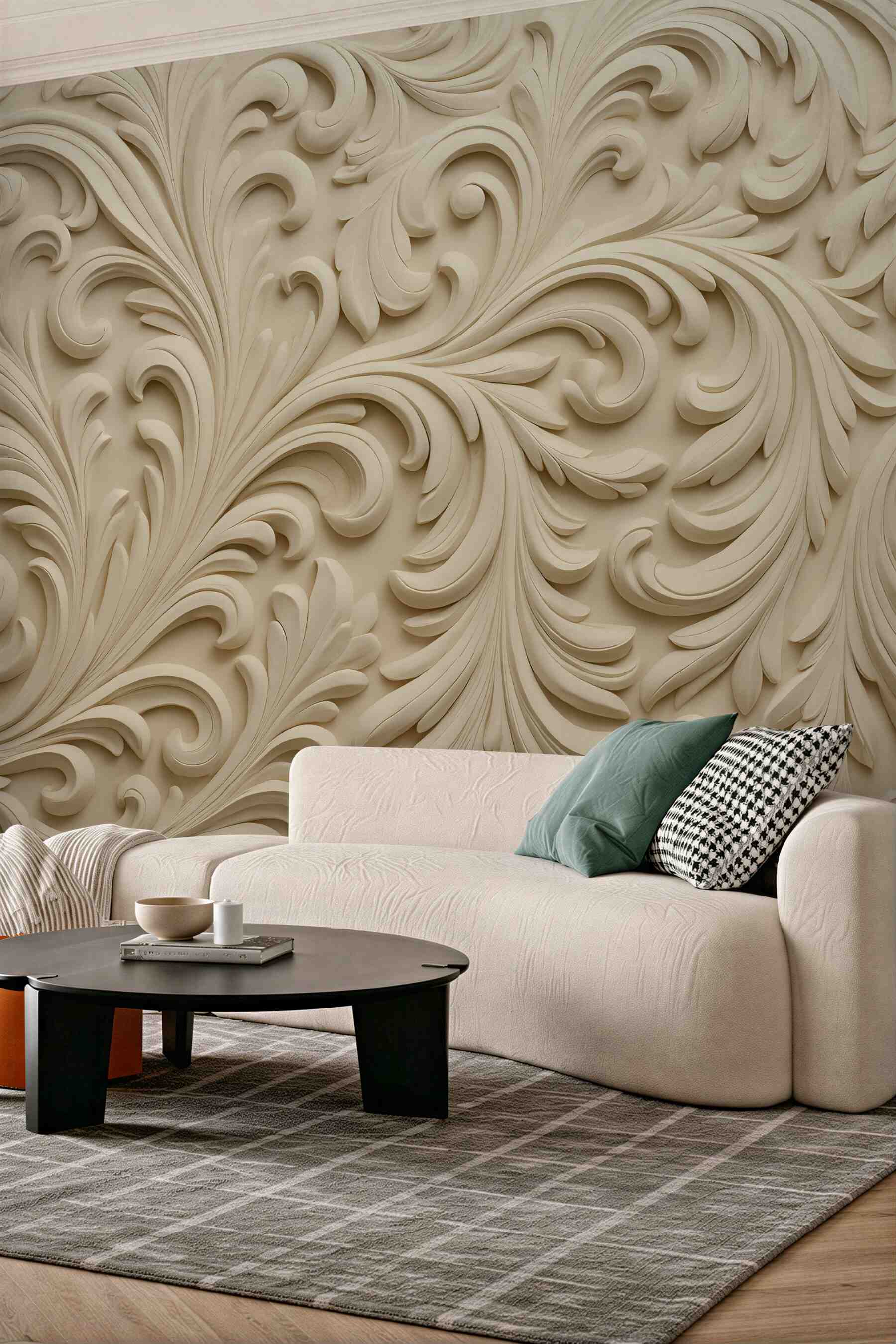 Fototapeta kremowy ornament barokowy w eleganckim stylu