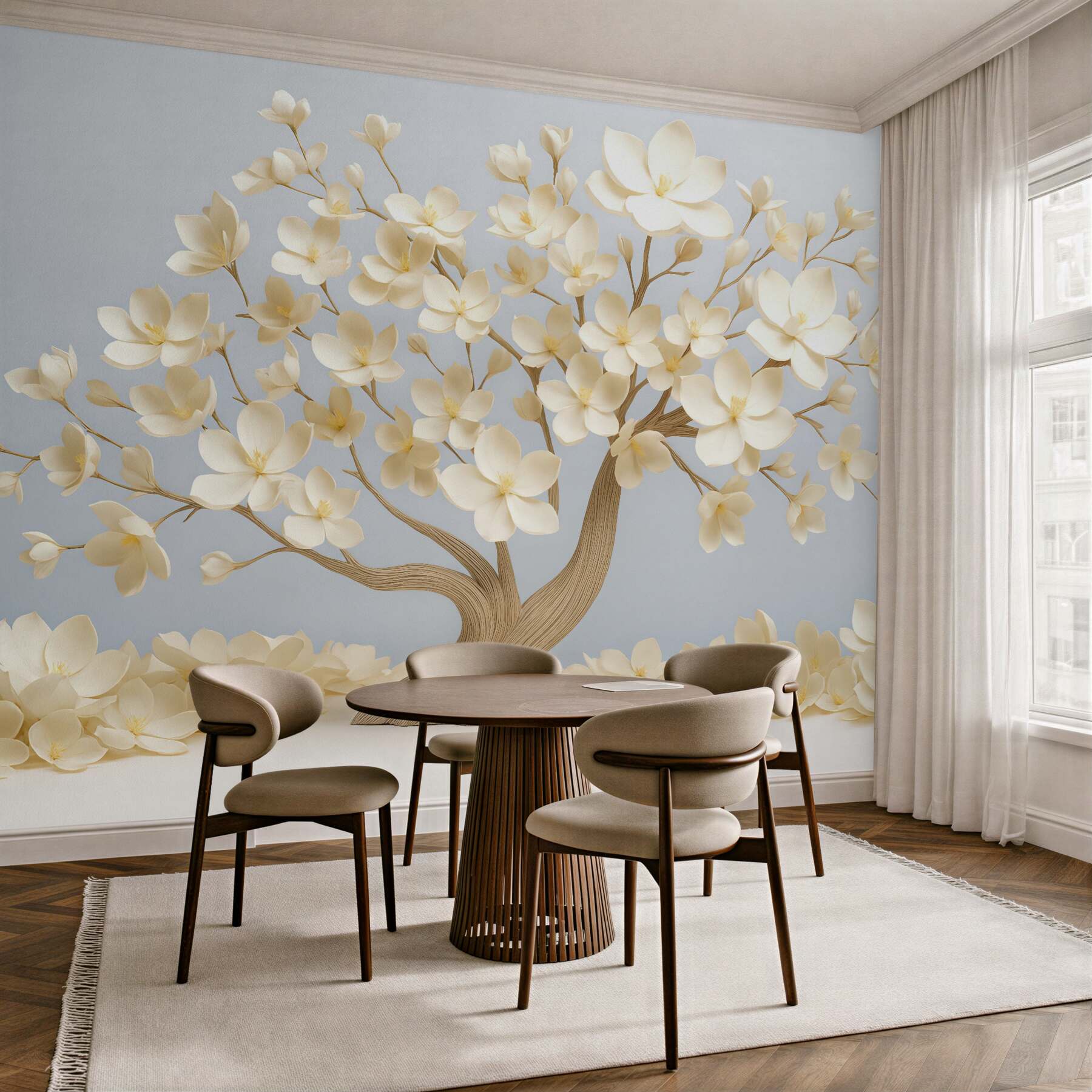 Fototapeta kremowe drzewo magnolii w delikatnym blasku