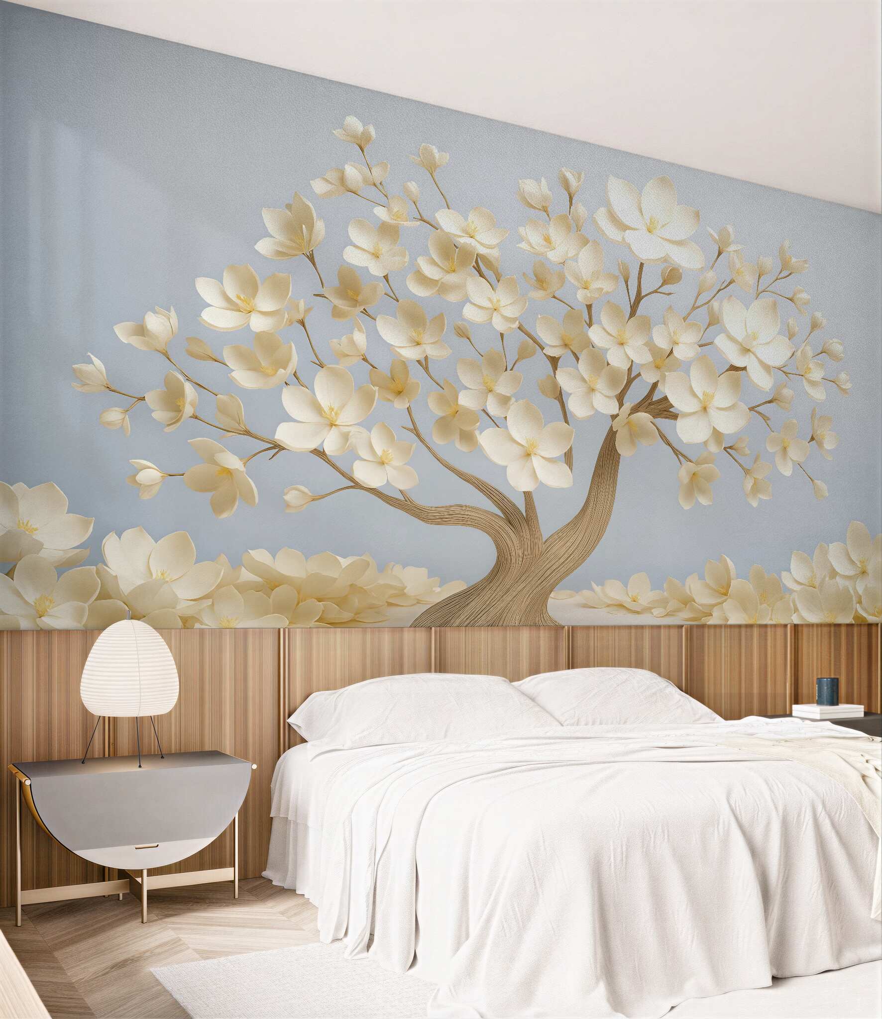 Fototapeta kremowe drzewo magnolii w delikatnym blasku