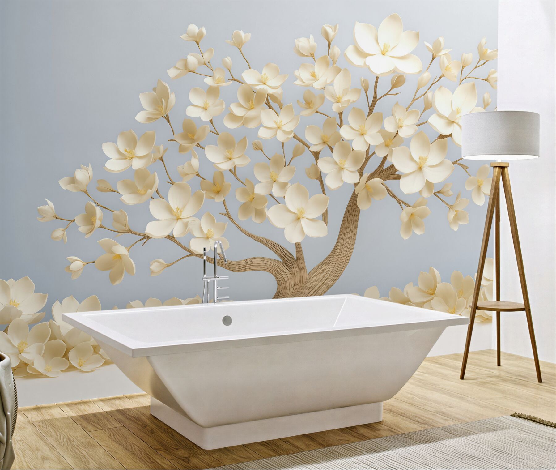 Fototapeta kremowe drzewo magnolii w delikatnym blasku