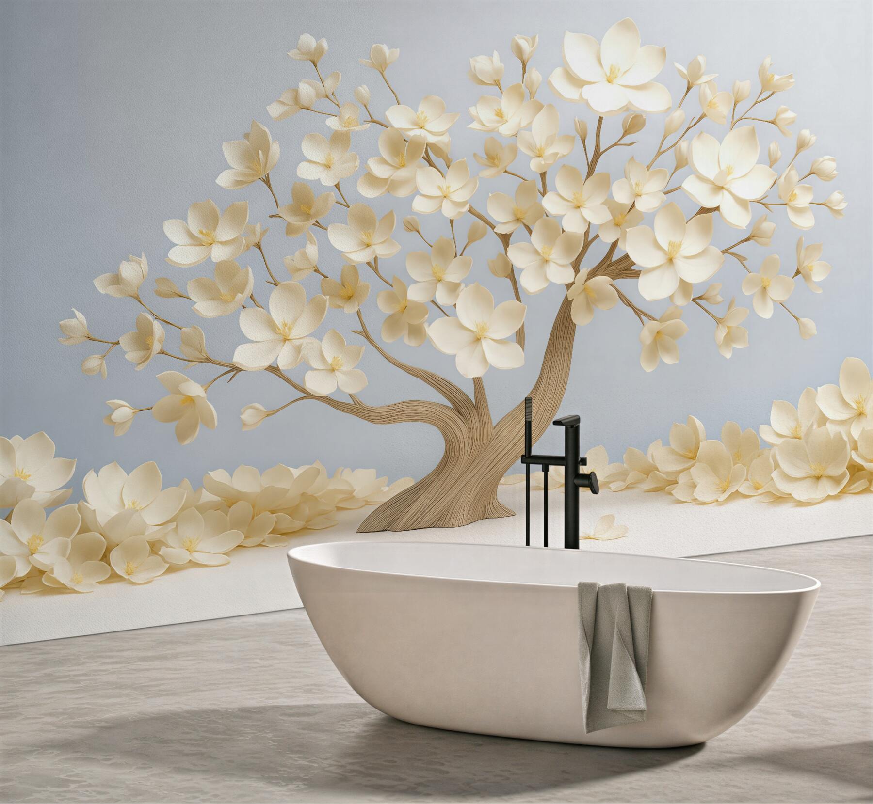 Fototapeta kremowe drzewo magnolii w delikatnym blasku