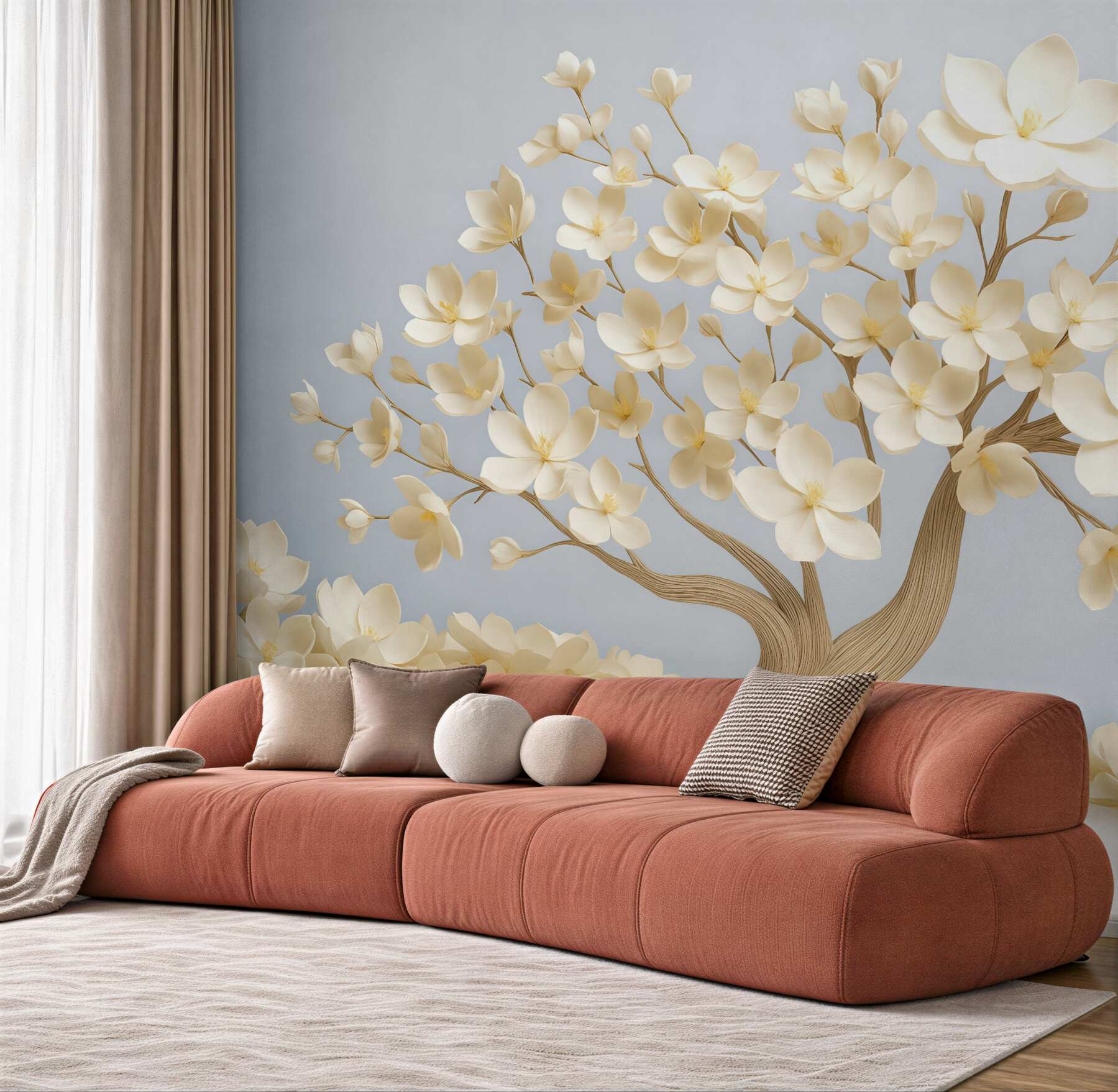 Fototapeta kremowe drzewo magnolii w delikatnym blasku