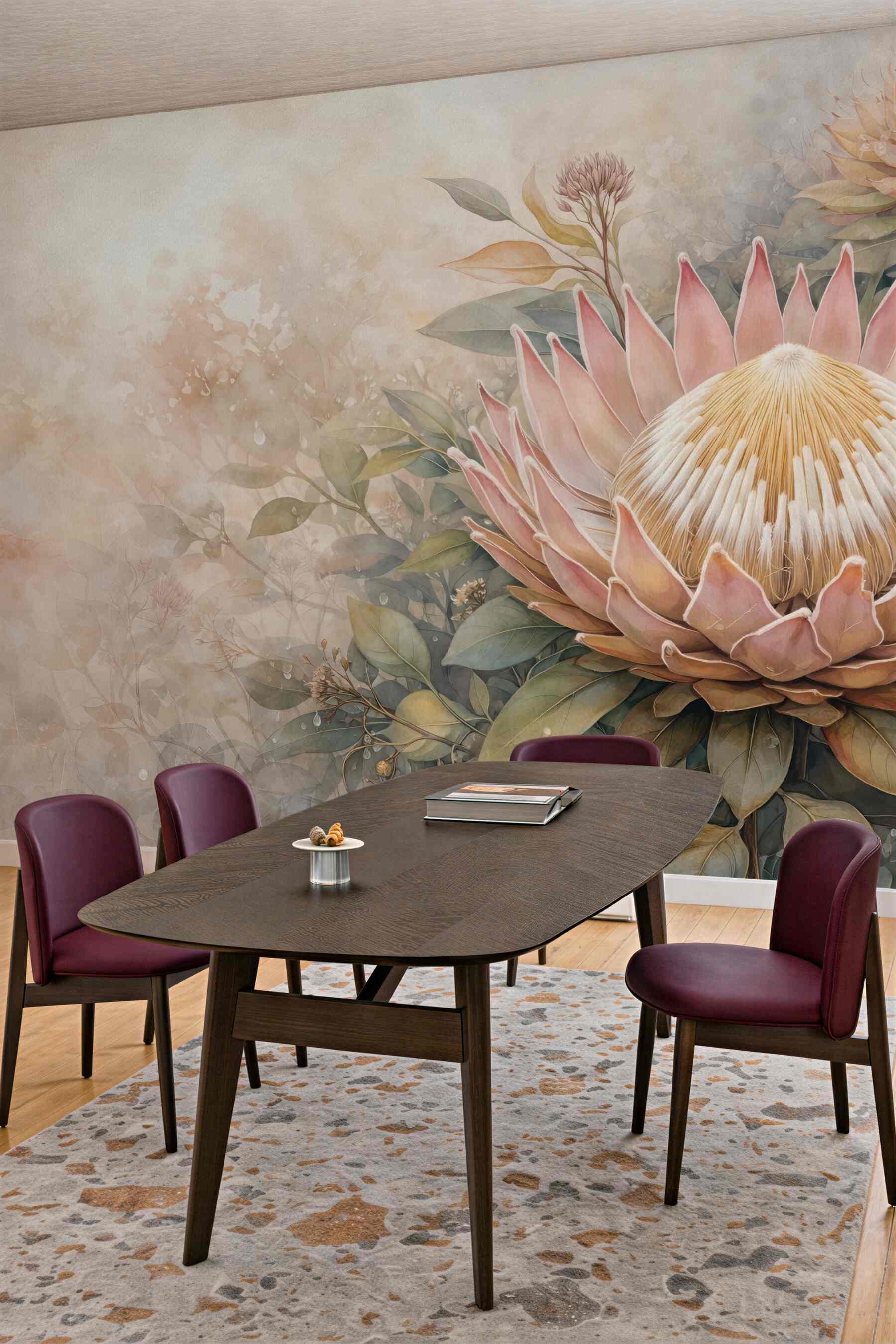 Fototapeta romantyczna protea w pastelowym ogrodzie