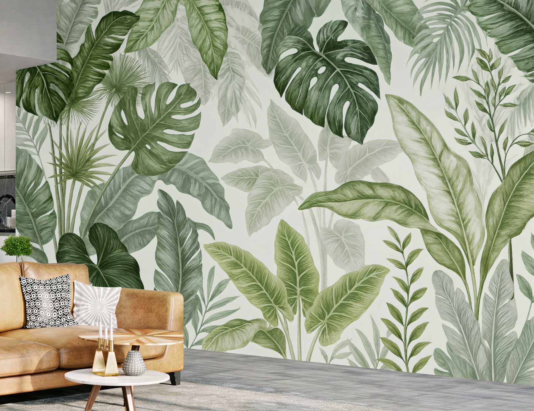 Fototapeta zielona dżungla w botanicznym stylu