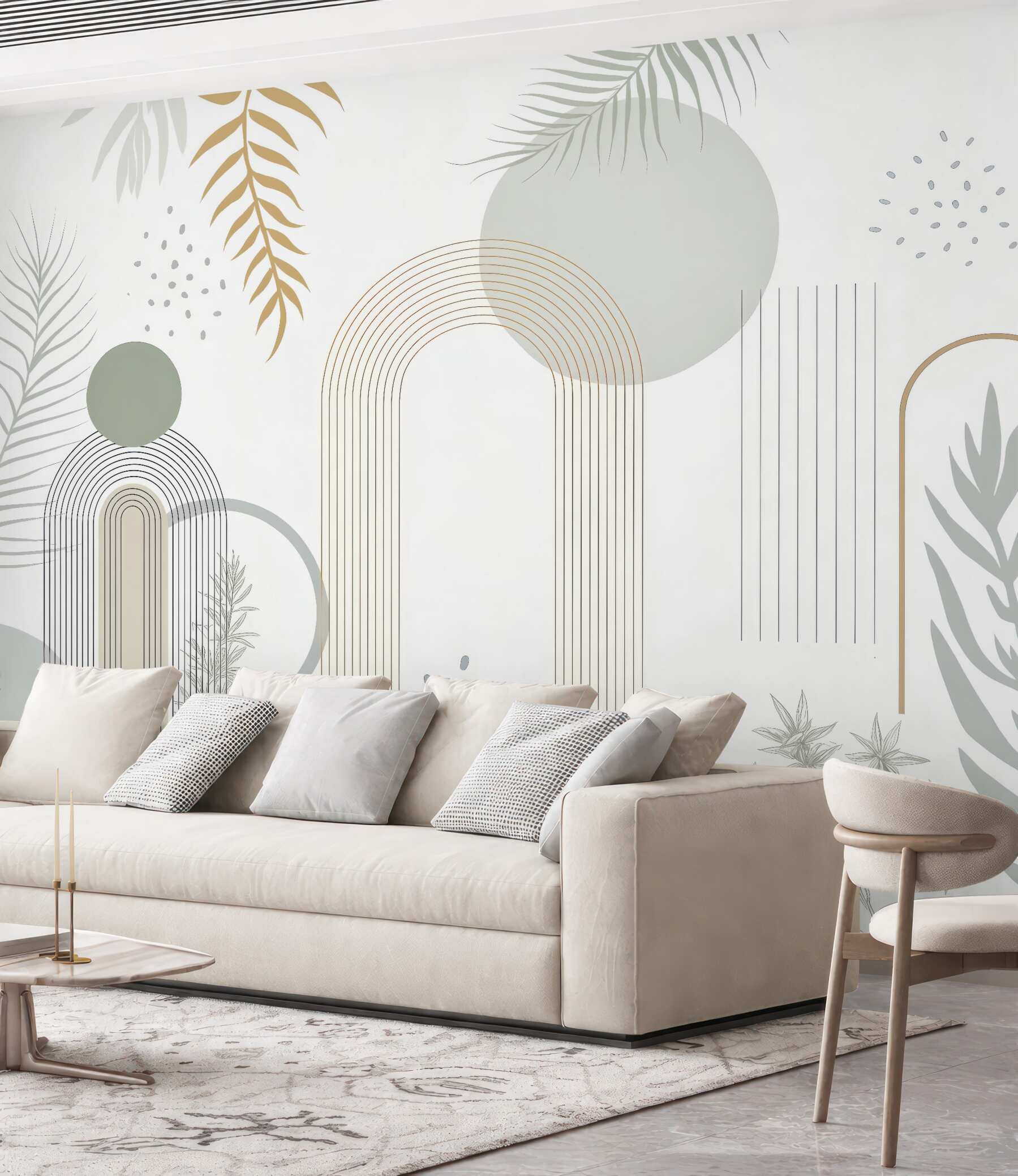 Fototapeta botaniczna abstrakcja z geometrycznymi łukami