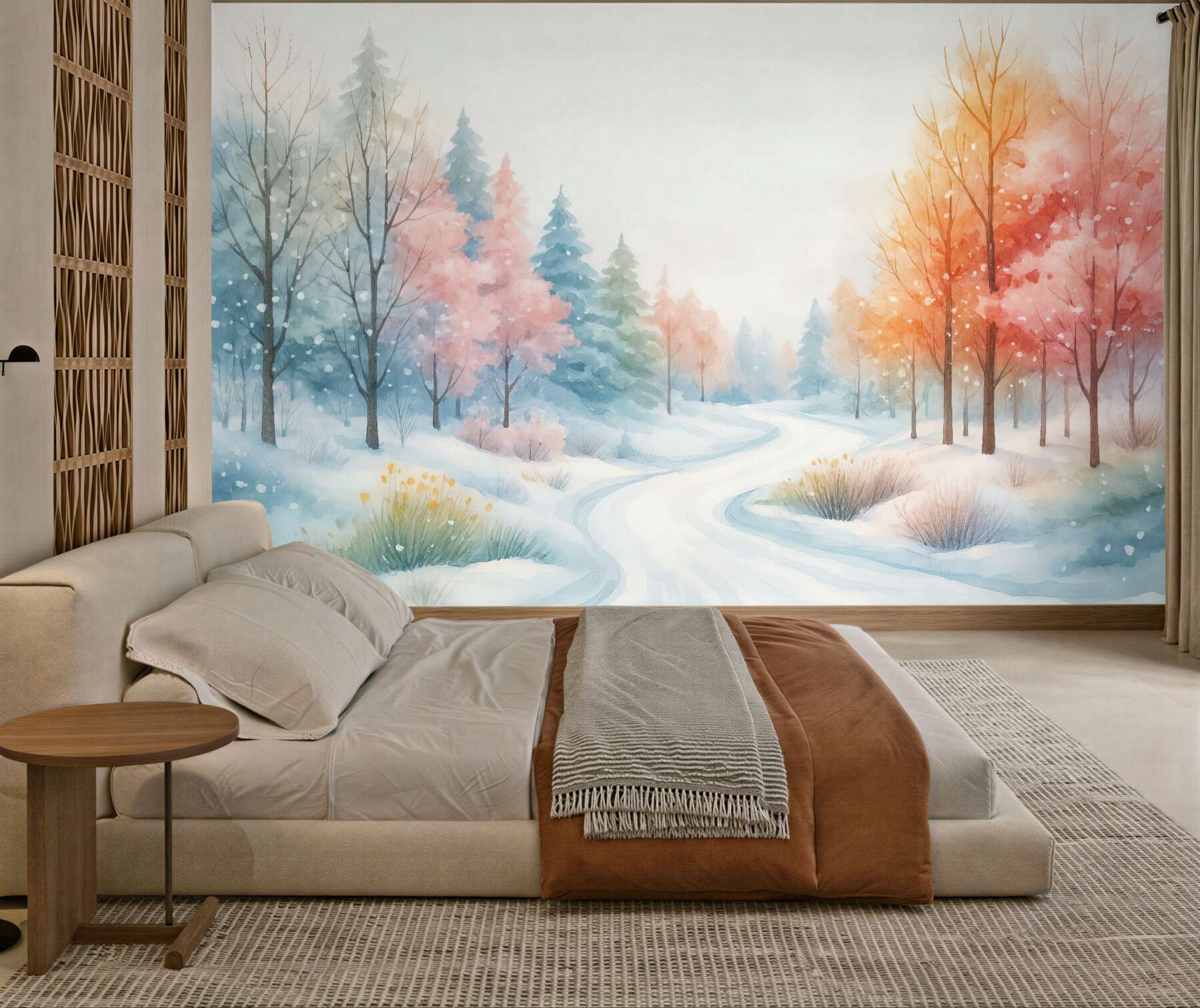 Fototapeta bajkowy zimowy las w pastelach