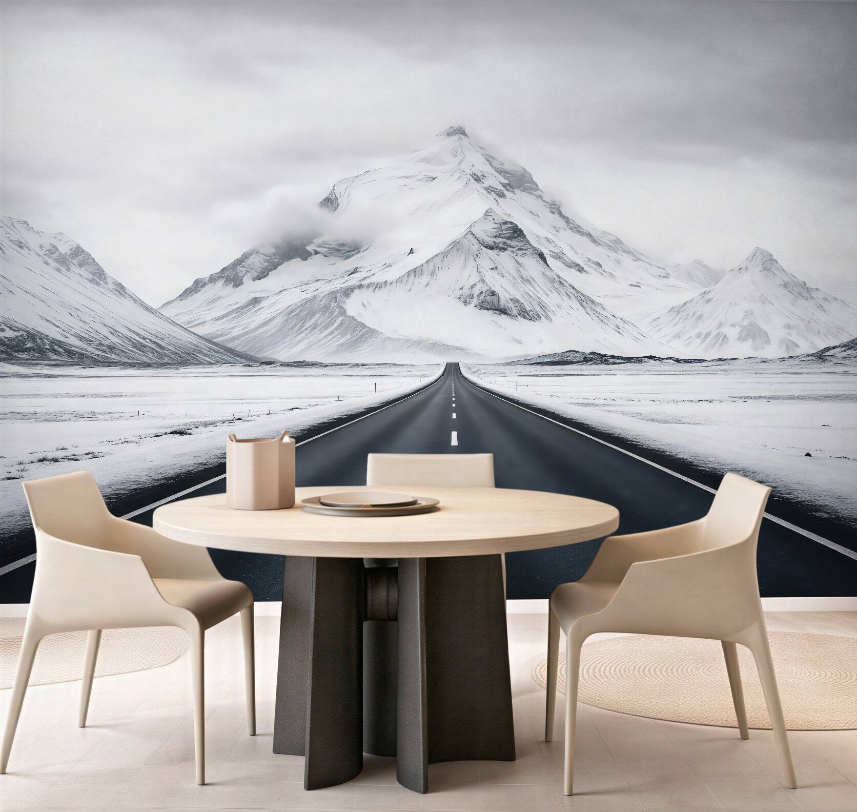 Fototapeta droga ku śnieżnym szczytom
