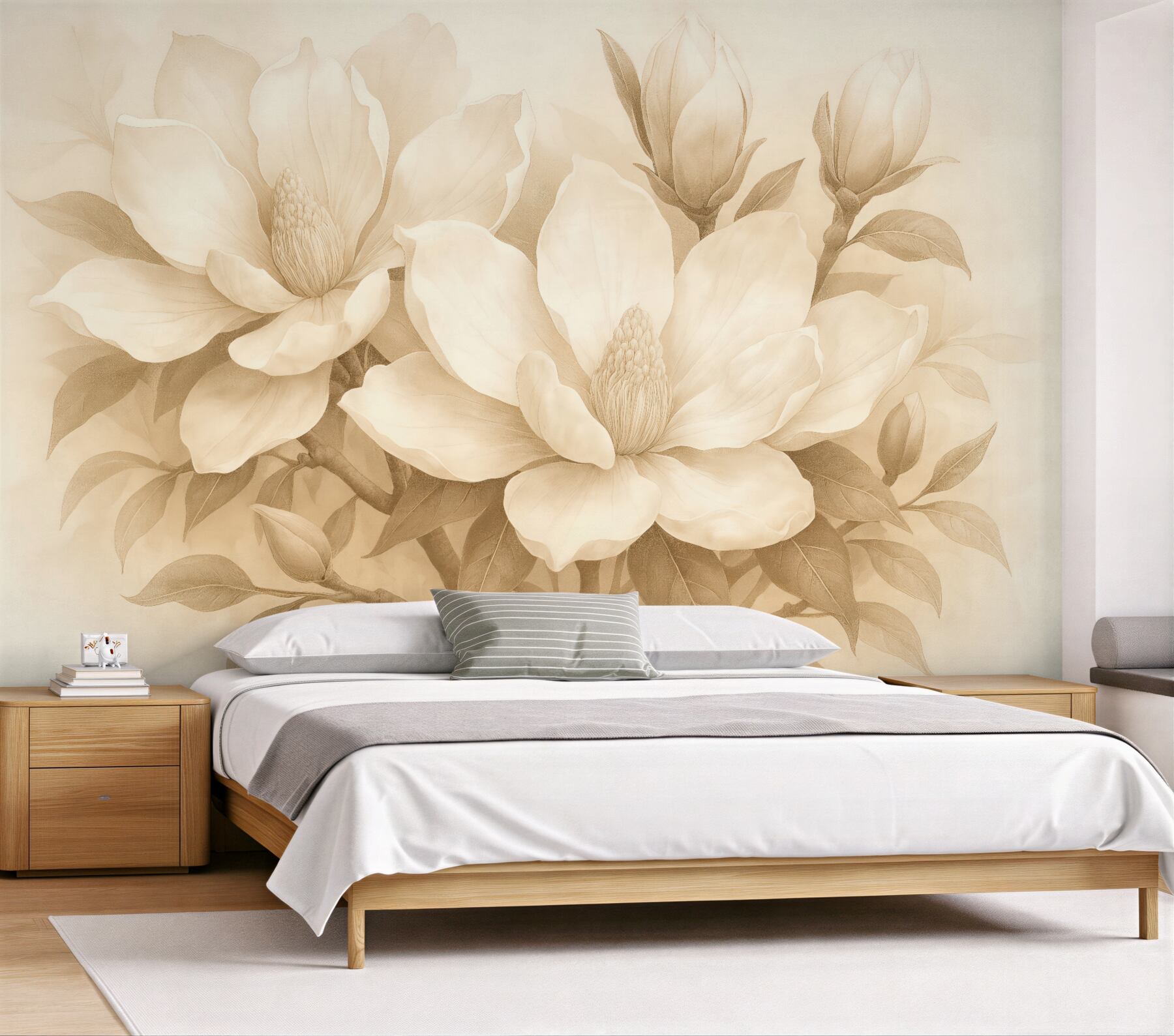 Fototapeta sepiowe magnolie w eleganckim stylu