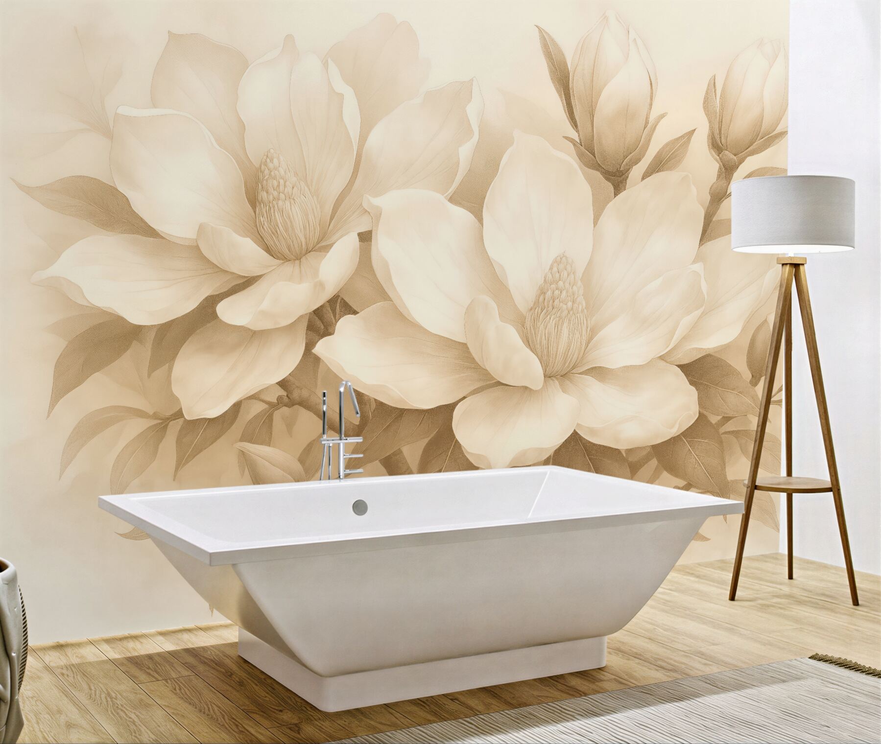 Fototapeta sepiowe magnolie w eleganckim stylu