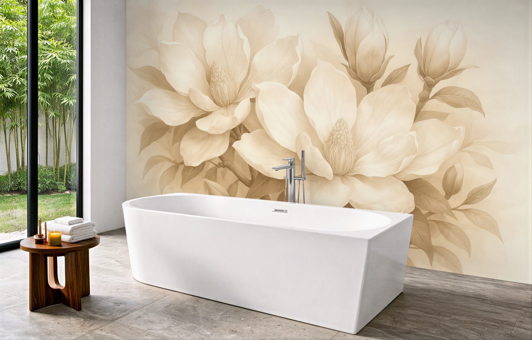 Fototapeta sepiowe magnolie w eleganckim stylu