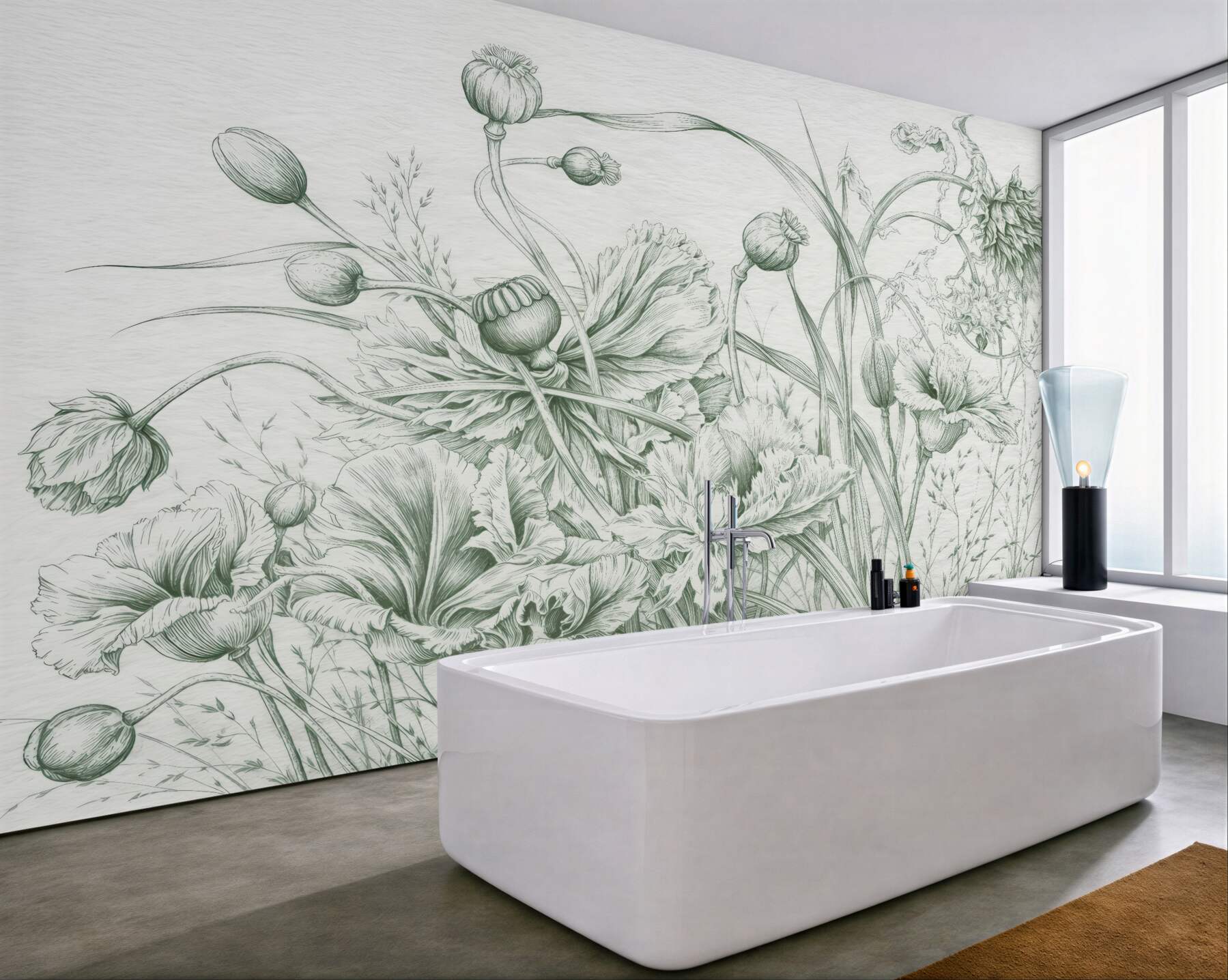Fototapeta botaniczny szkic maków i traw