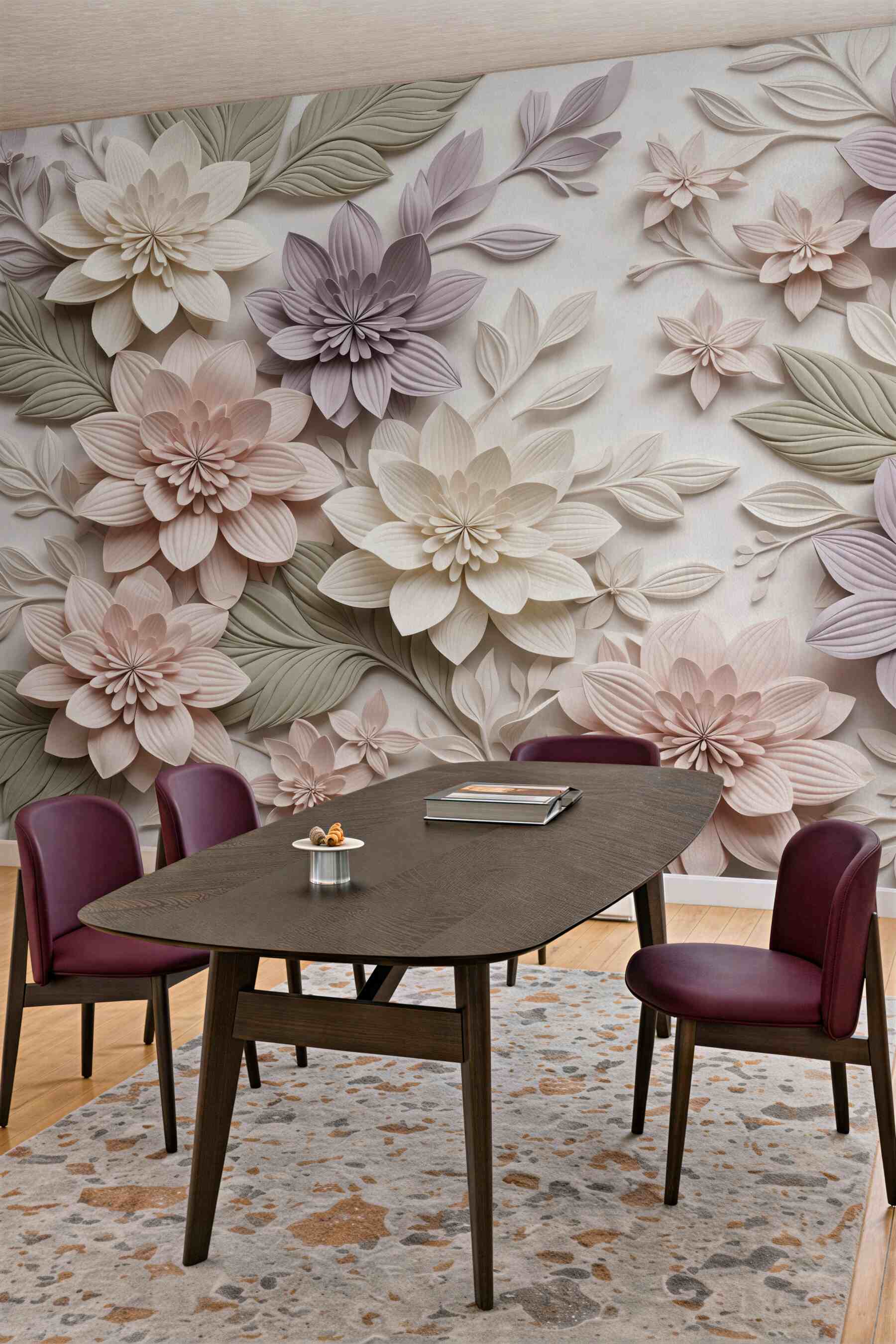 Fototapeta pastelowe kwiaty w eleganckim reliefie