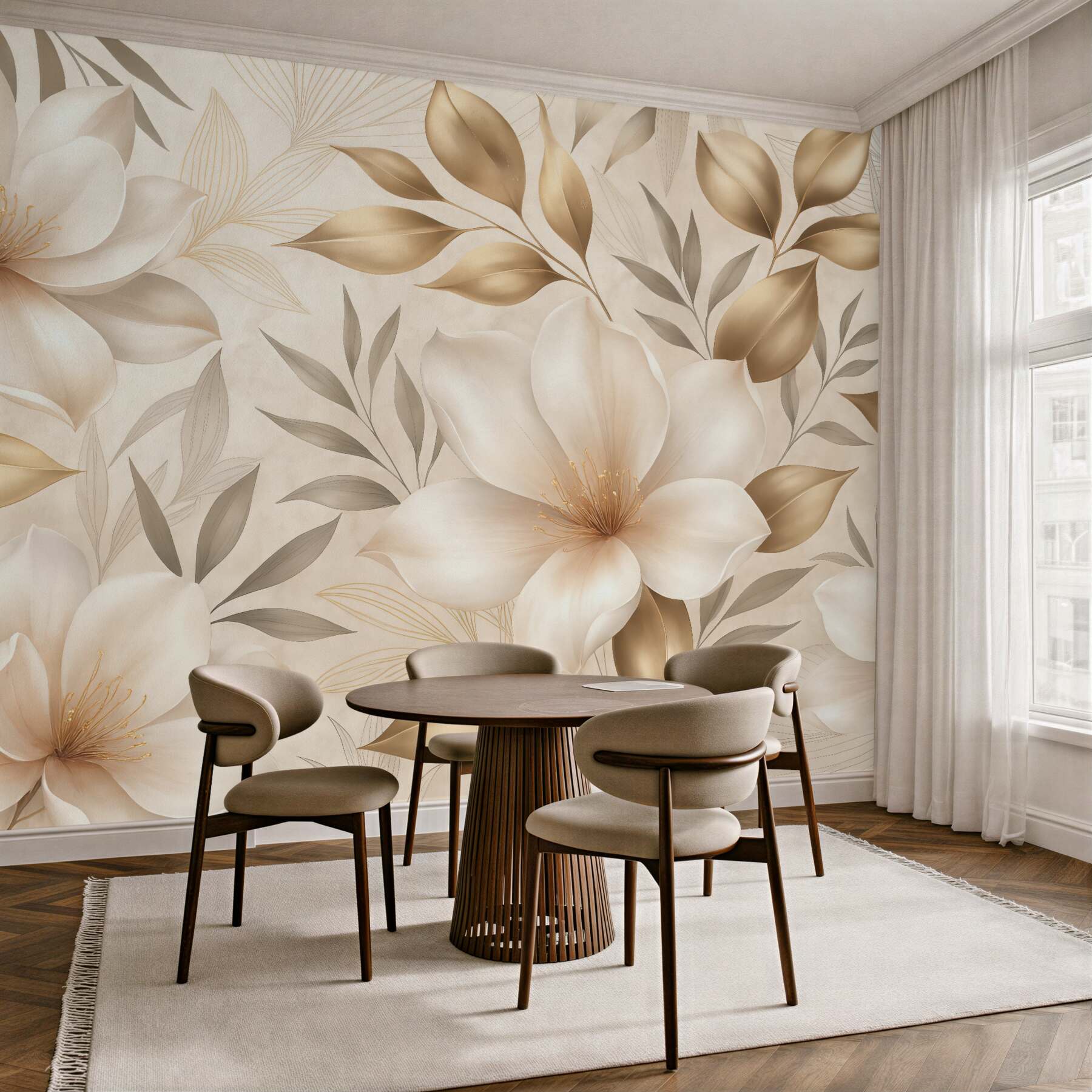 Fototapeta złote magnolie w eleganckim blasku