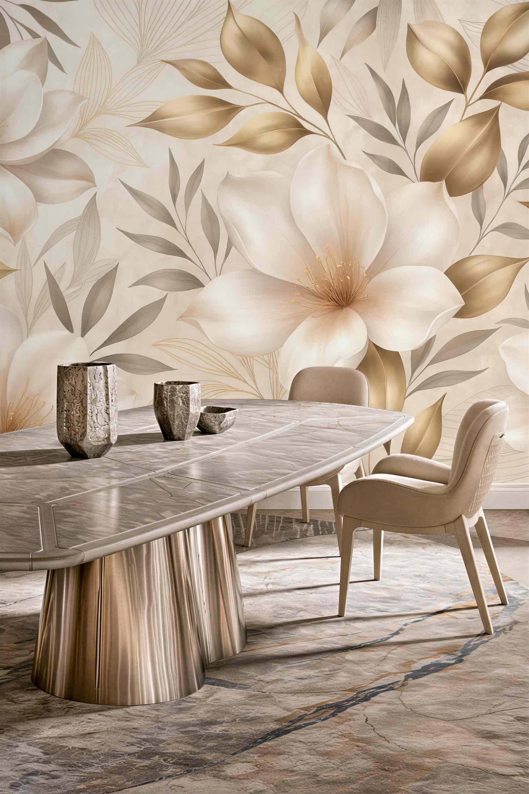 Fototapeta złote magnolie w eleganckim blasku