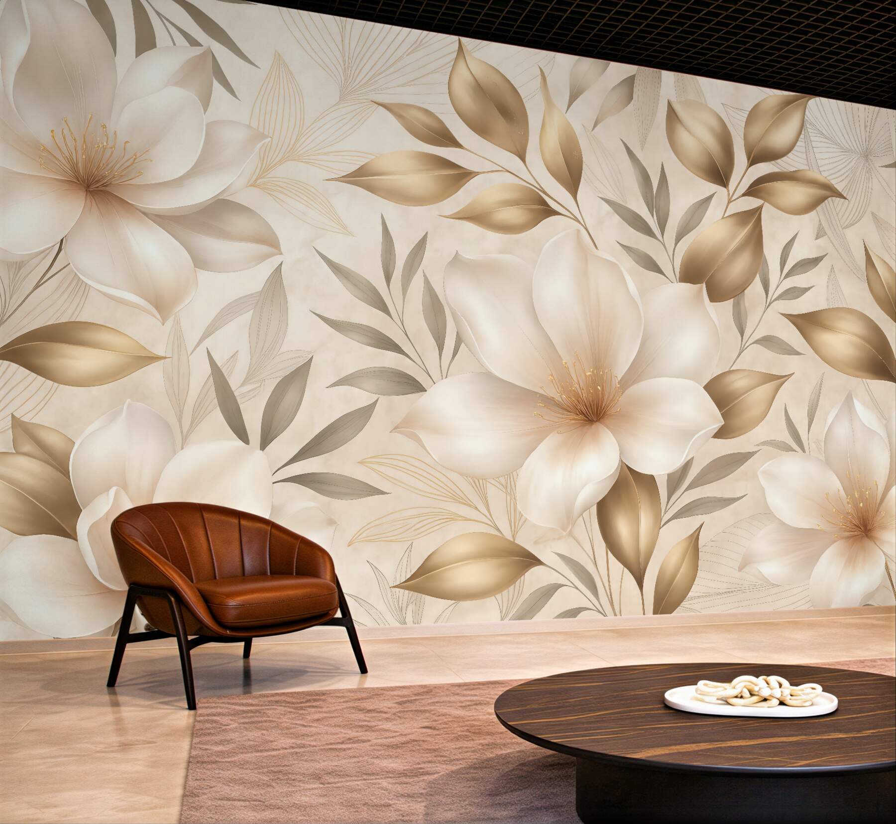 Fototapeta złote magnolie w eleganckim blasku