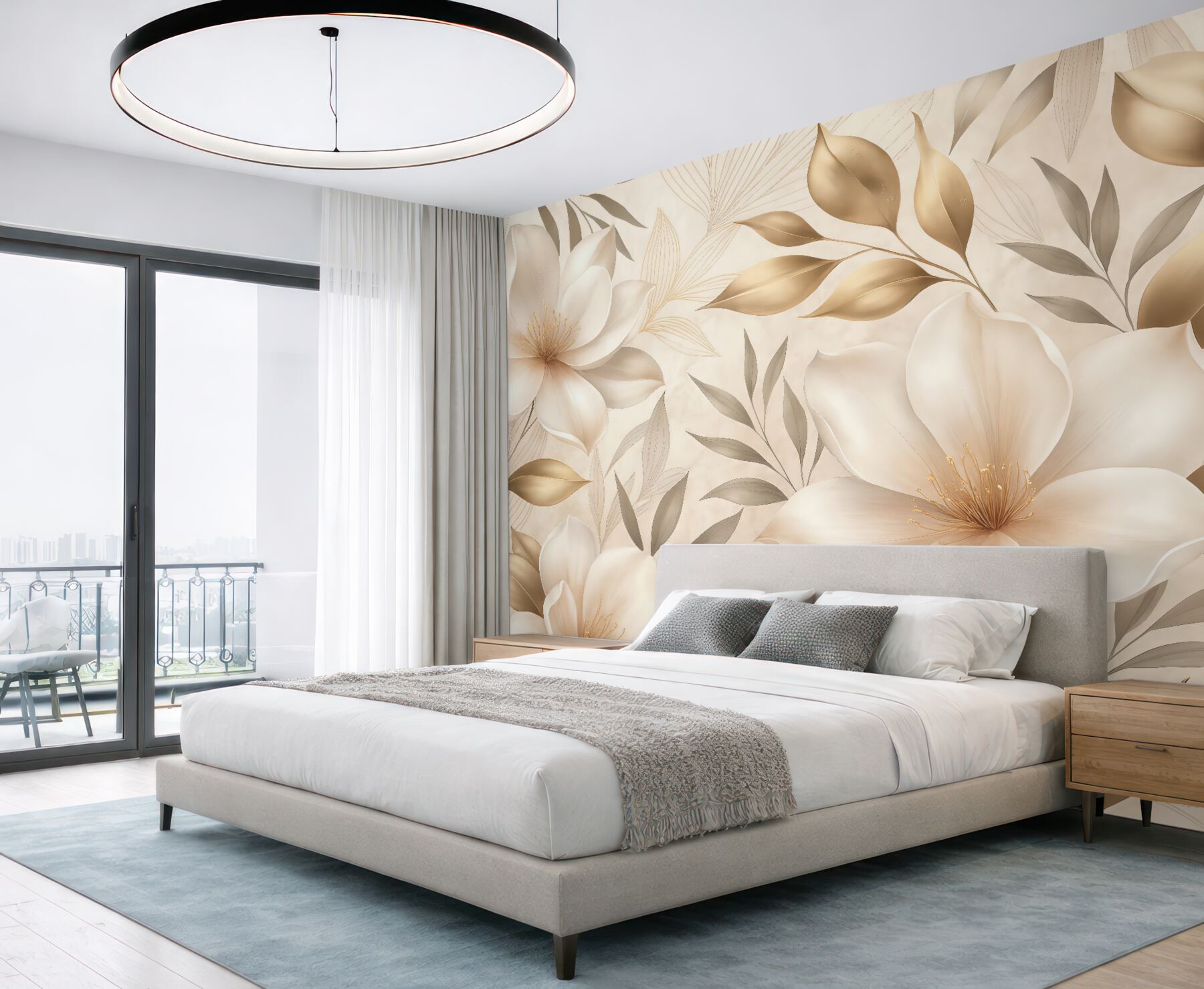 Fototapeta złote magnolie w eleganckim blasku