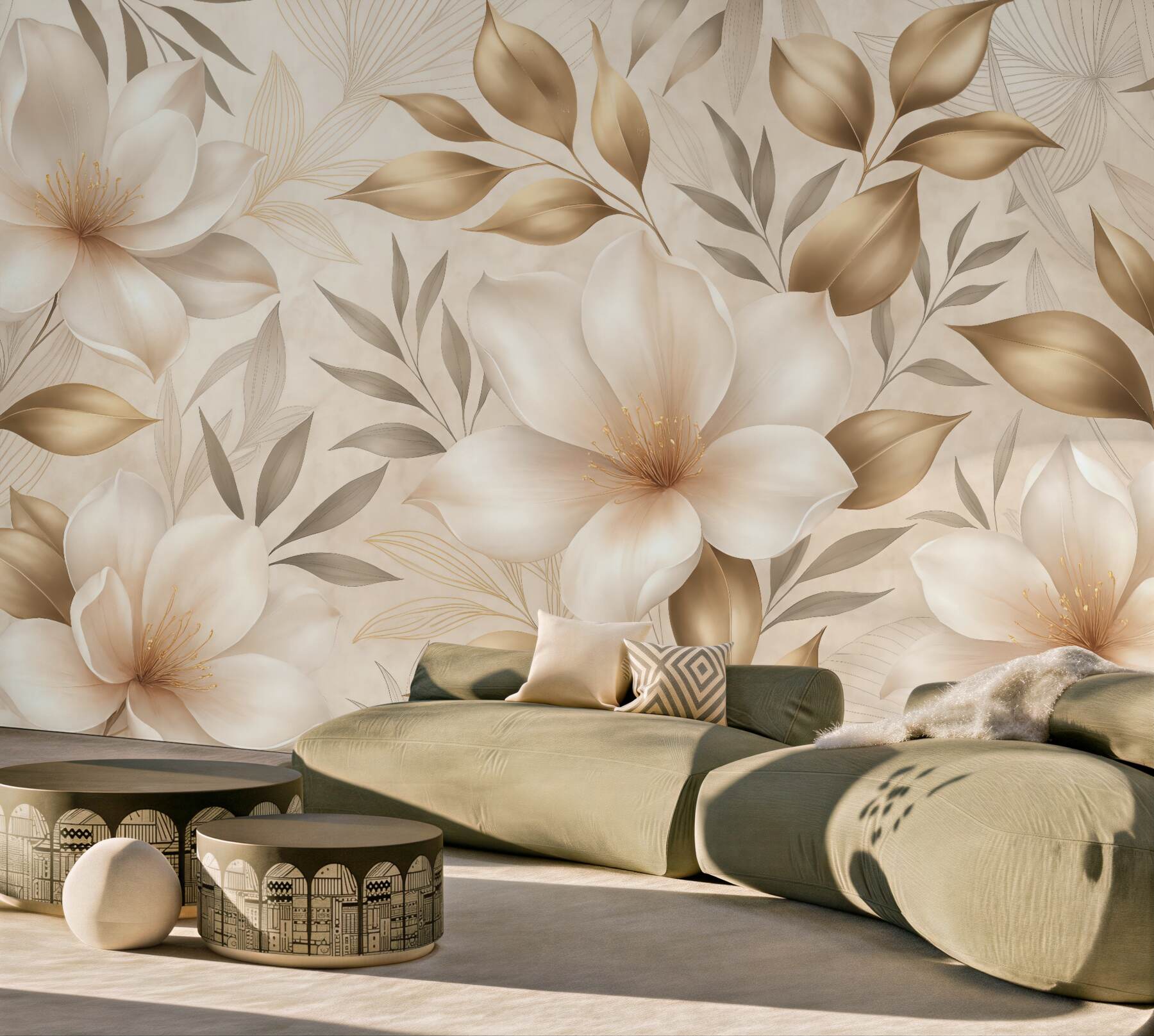 Fototapeta złote magnolie w eleganckim blasku