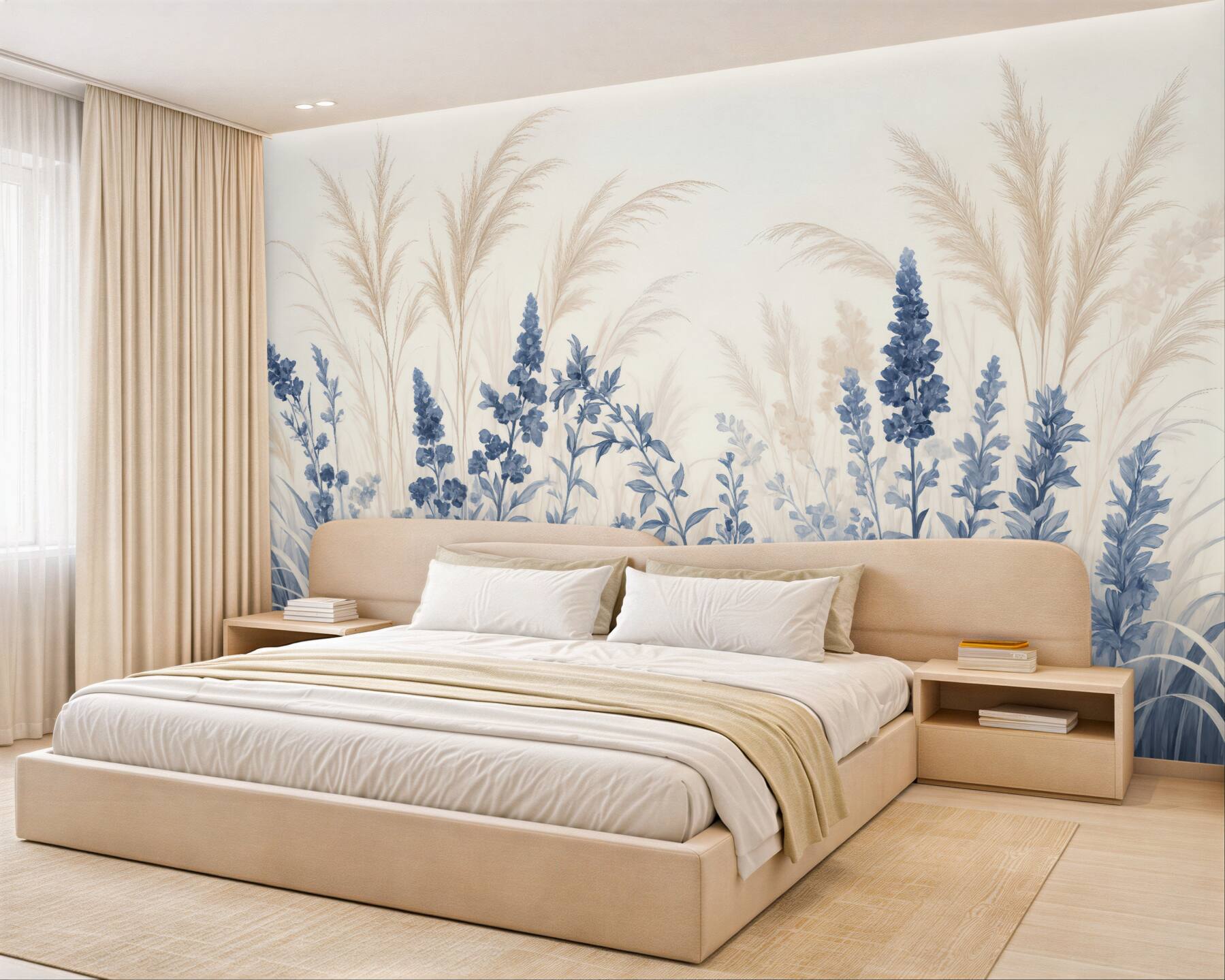 Fototapeta błękitna łąka w delikatnej mgle